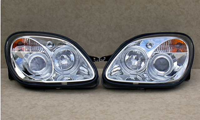 MERCEDES BENZ SLK R170 1996-2002 CHROME ANGEL EYE HEADLIGHTS E MARKED ...