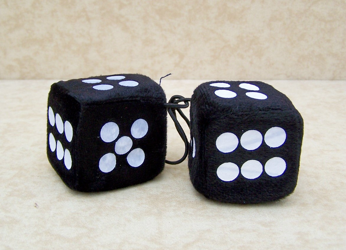BLACK FLUFFY FURRY NOVELTY CAR SMALL DICE LIGHTLY FRAGRANCED FREE UK
