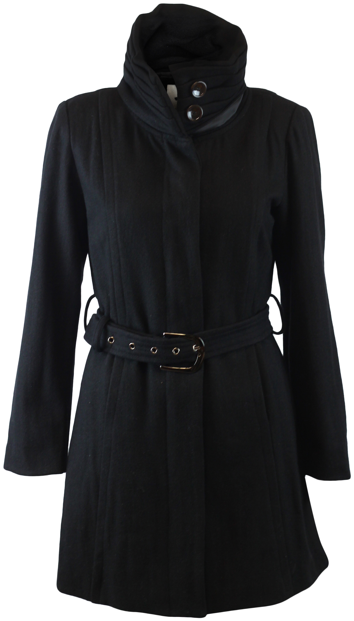 *NEW* ZARA BLACK FUNNEL NECK BELTED LADIES WINTER COAT JACKET SMALL 810 eBay