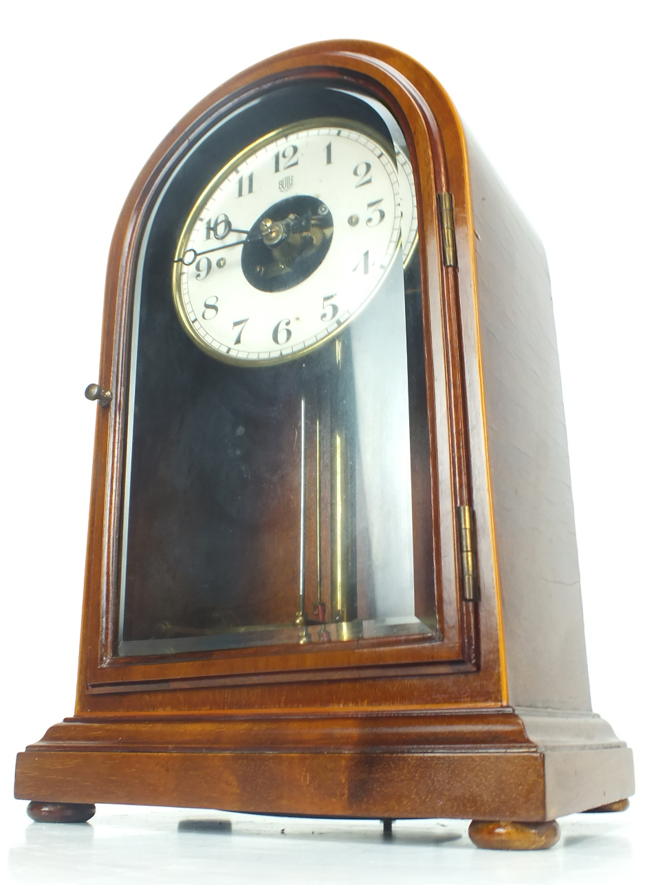 Antique Electric Mantle Clock Rare Mahogany French Bulle Mantel clock