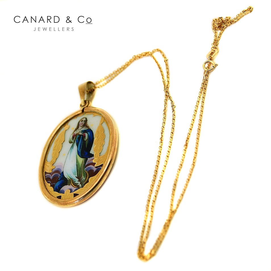 1820 Portuguese Religious ENAMEL & GOLD Pendant eBay