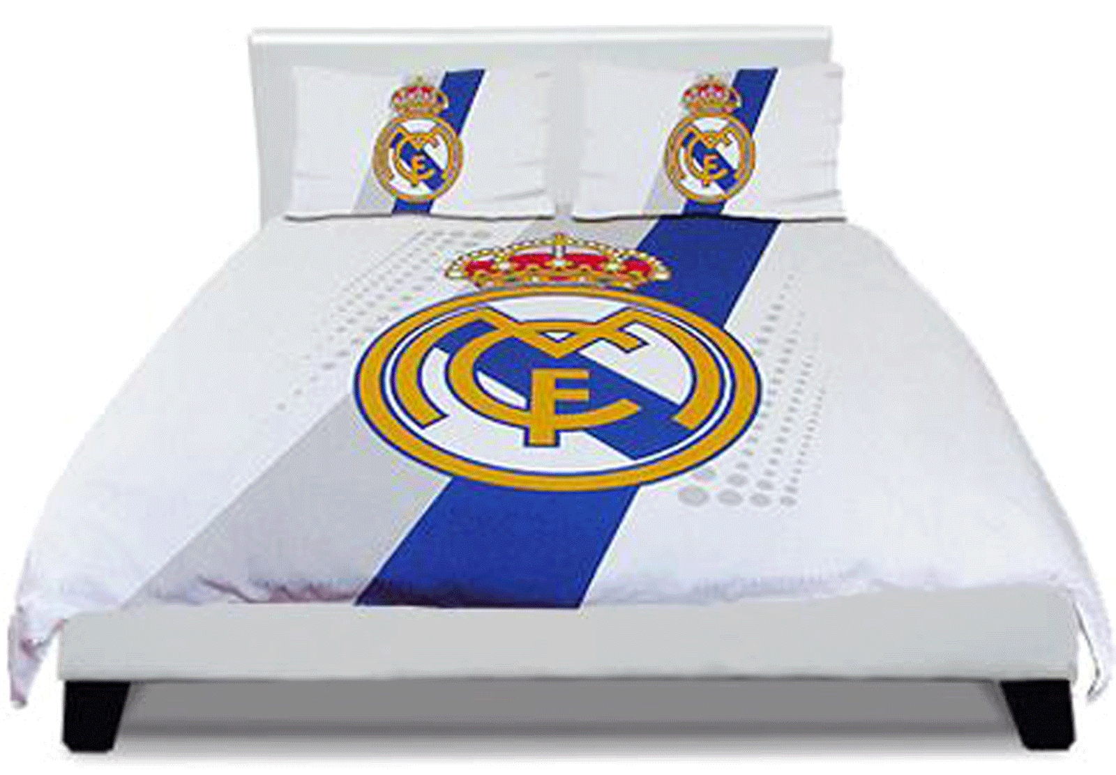 REAL MADRID FOOTBALL CLUB STRIPE CREST DOUBLE DUVET & PILLOWCASES ...