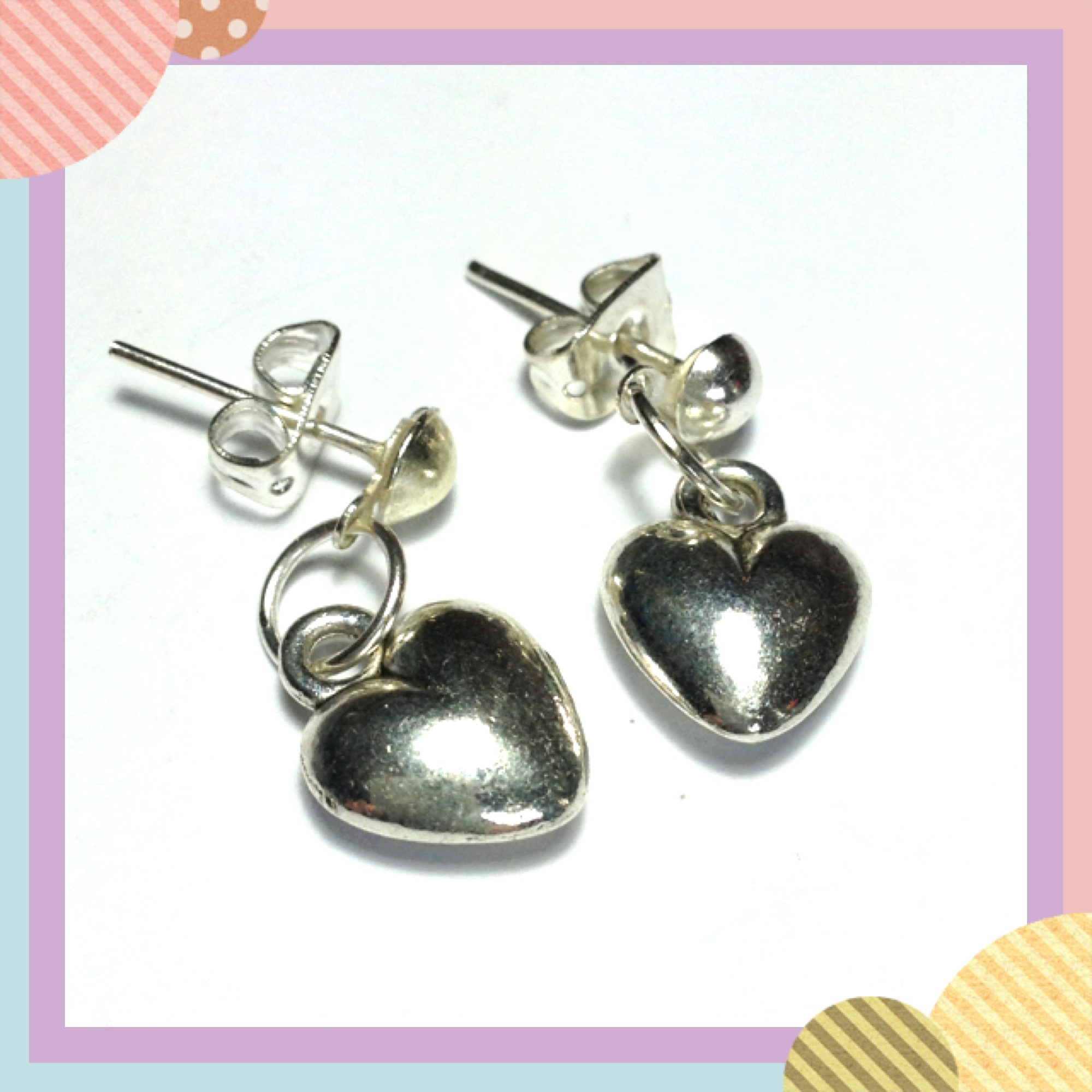 FUNKY STUD HEART EARRINGS CUTE KITSCH RETRO BOHO EMO GIRLS JEWELLERY