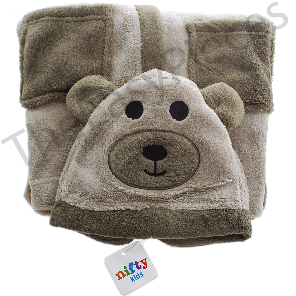 KIDS Animal Teddy Bear Head Hooded Fleece Bathrobe Robe Gown 1,2,3,4,5