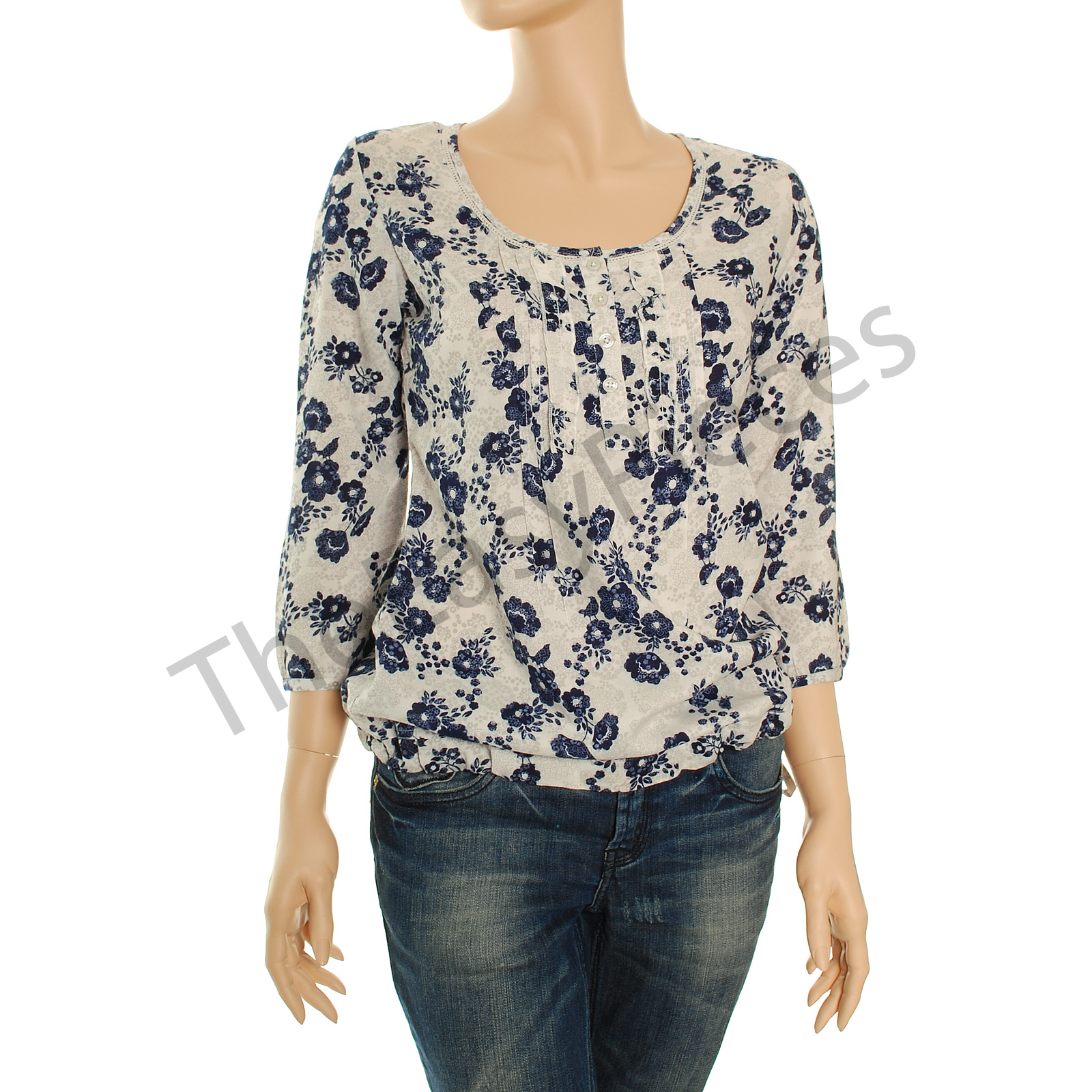 NEW Navy Blue Floral Drawstring Bubble Hem Top Next Size 818 eBay