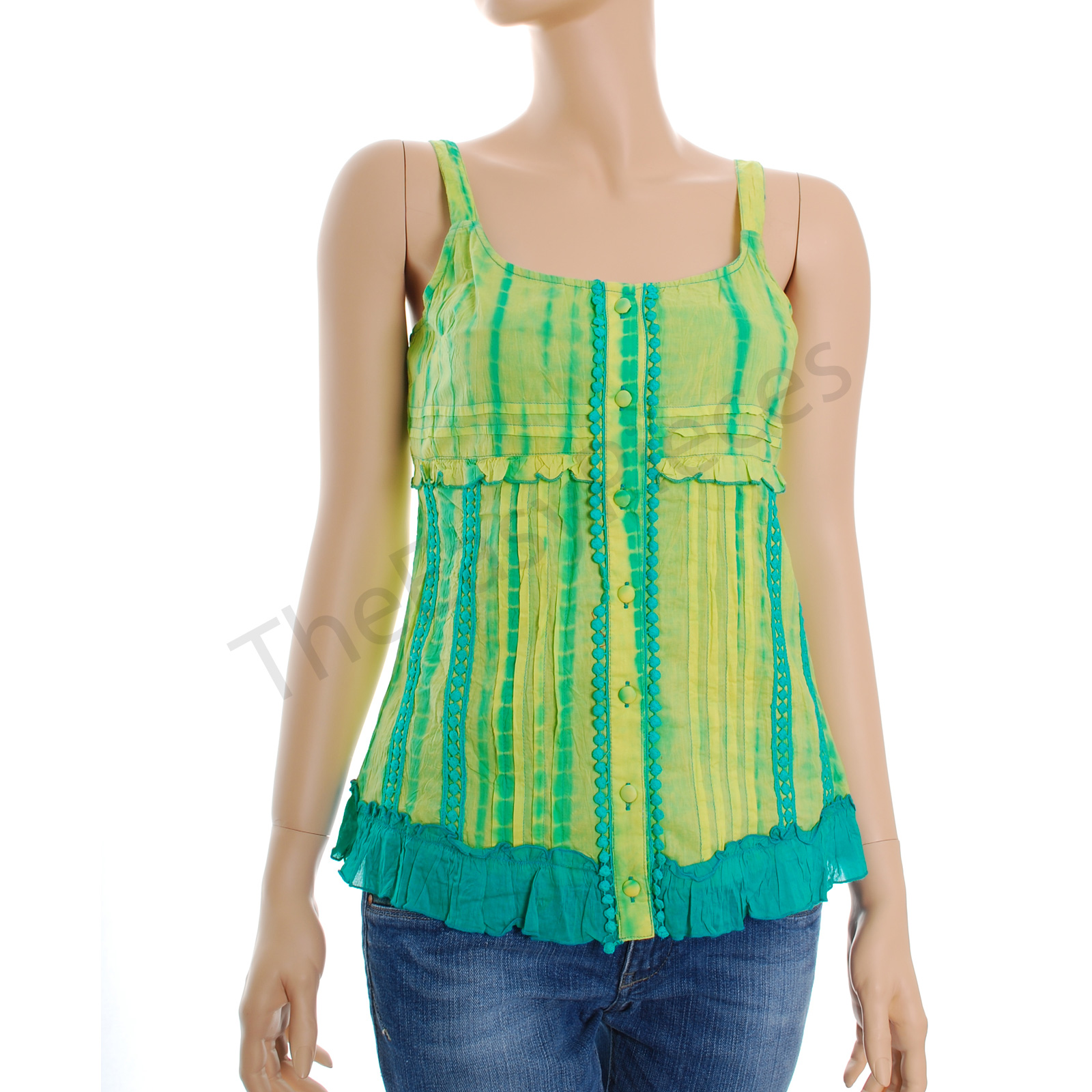 NEW Crinkle Cotton Lime Green Tie Dye Camisole Cami Top ~Various Sizes | eBay