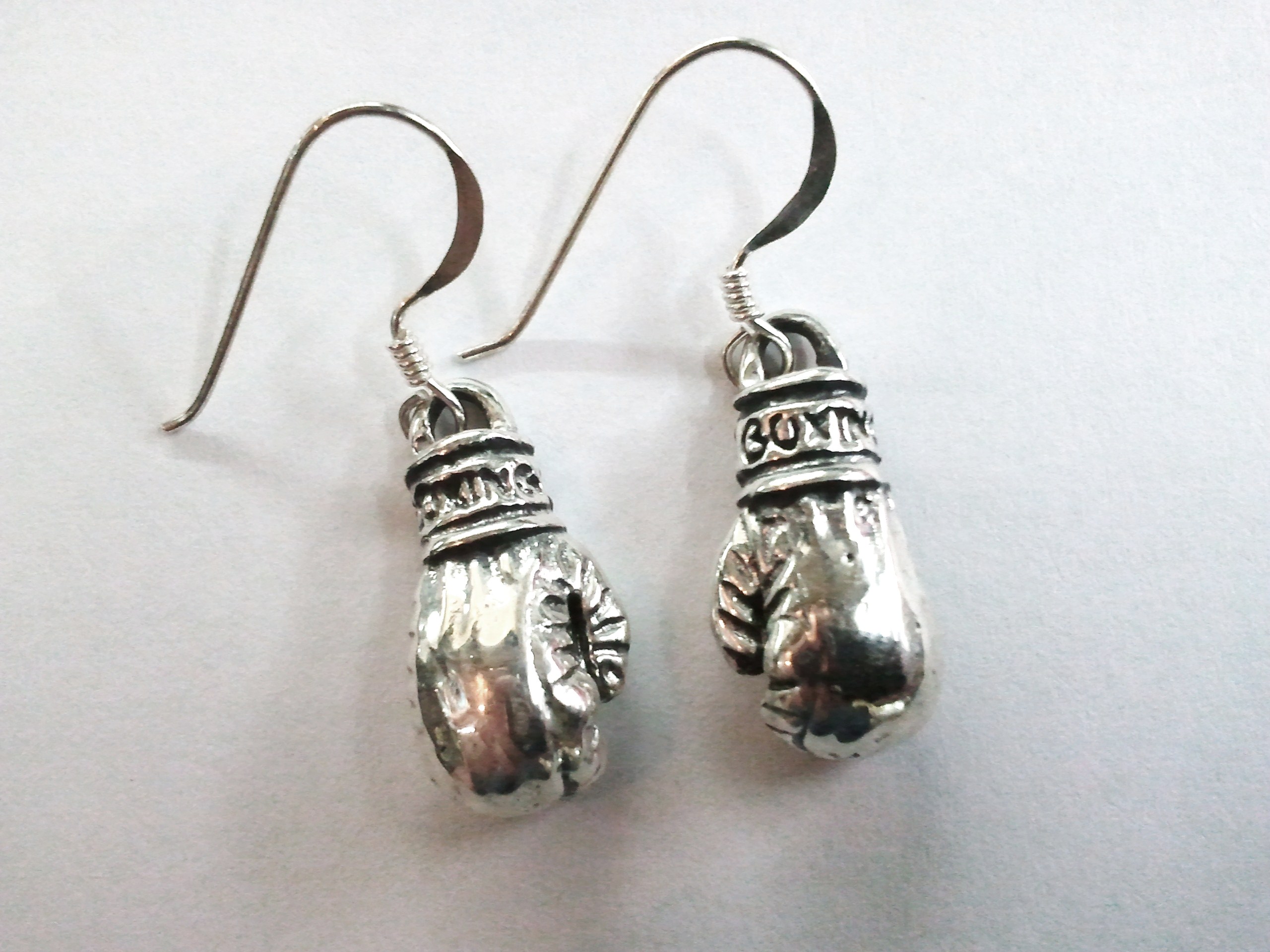 BOXING GLOVE HOOK DANGLE 925 SILVER EARRINGS eBay