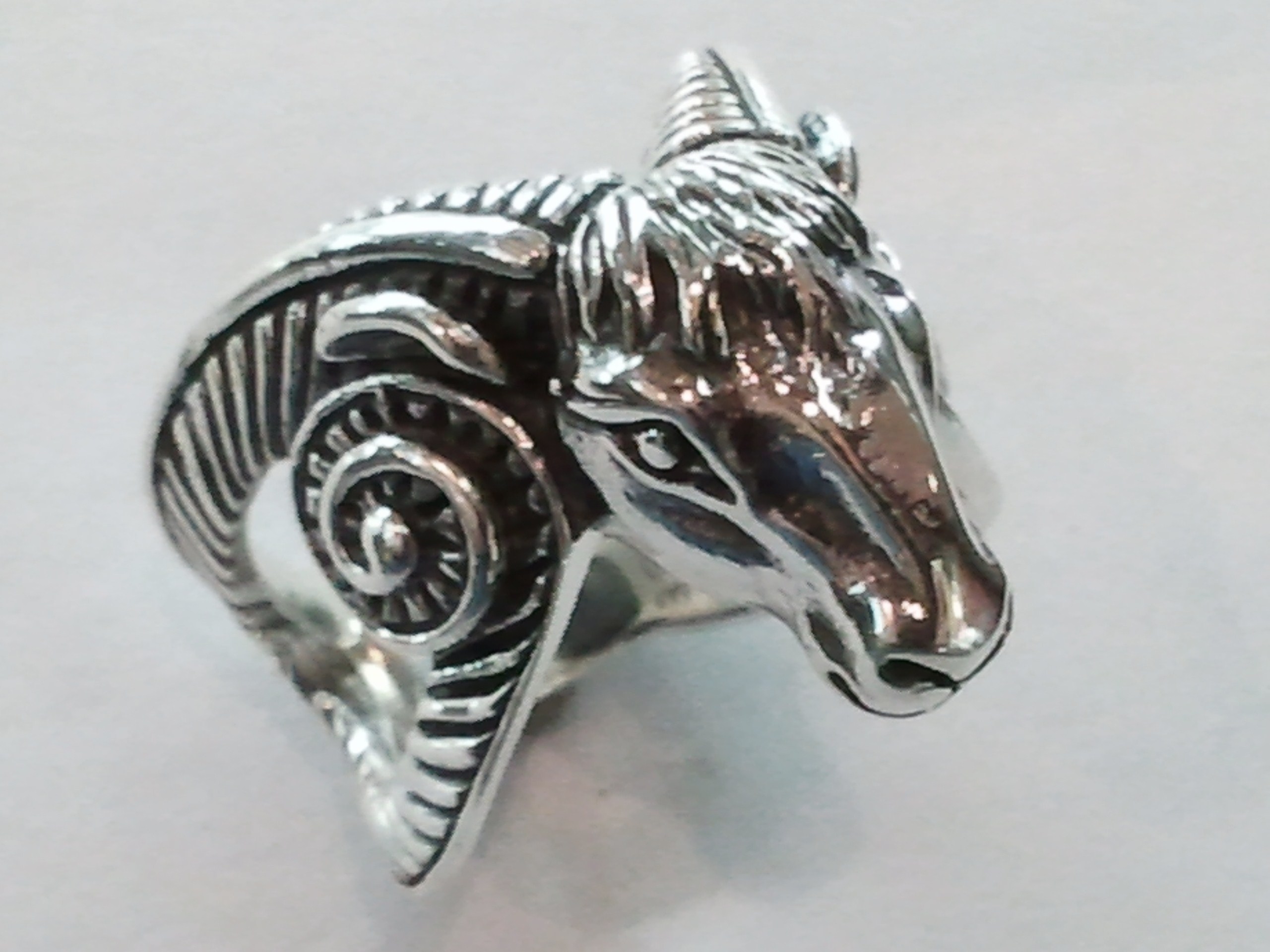 PAGAN GOAT RAM HORN HEAD 925 STERLING SILVER RING DEVIL SATAN eBay