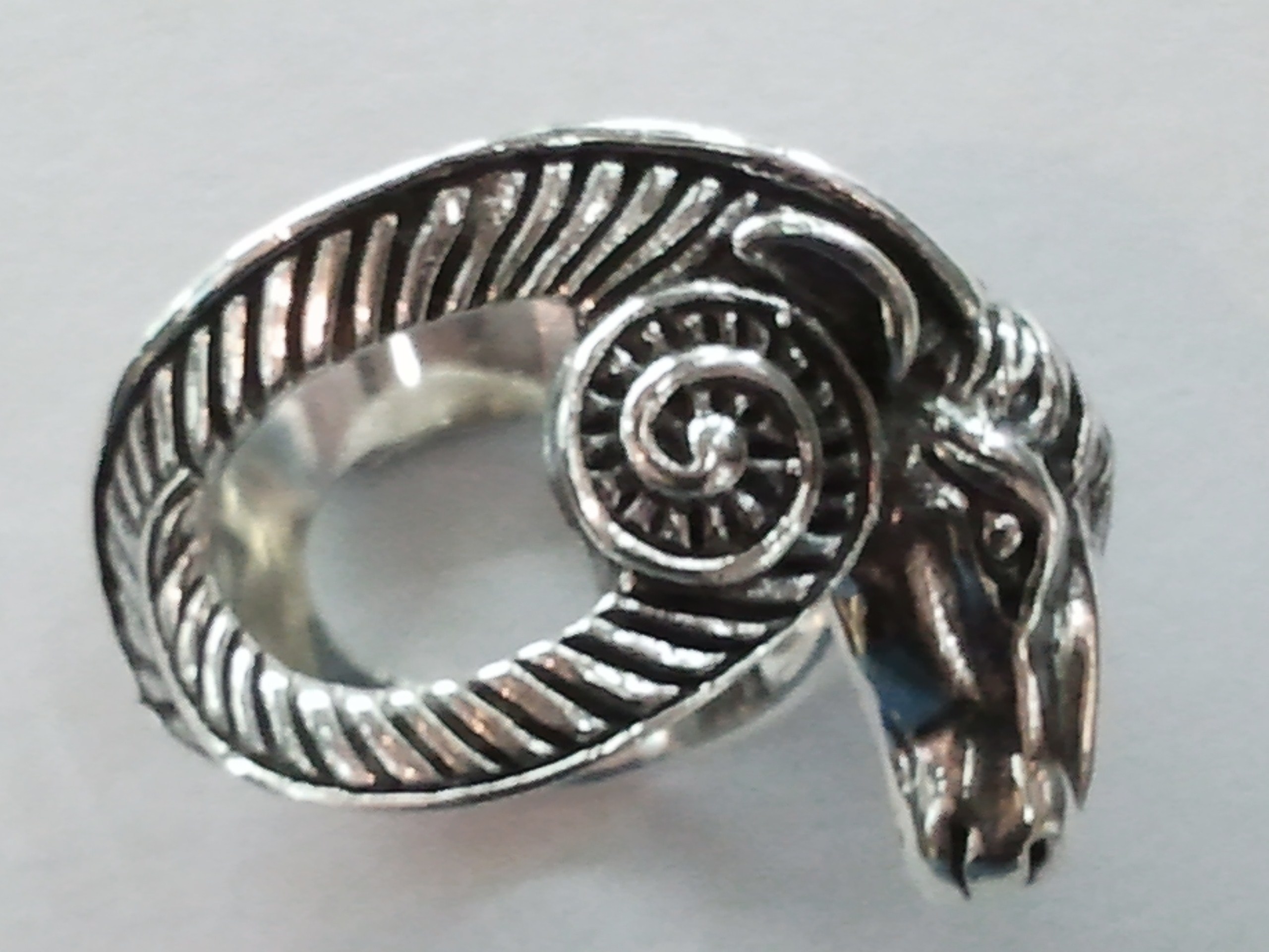 PAGAN GOAT RAM HORN HEAD 925 STERLING SILVER RING DEVIL SATAN eBay