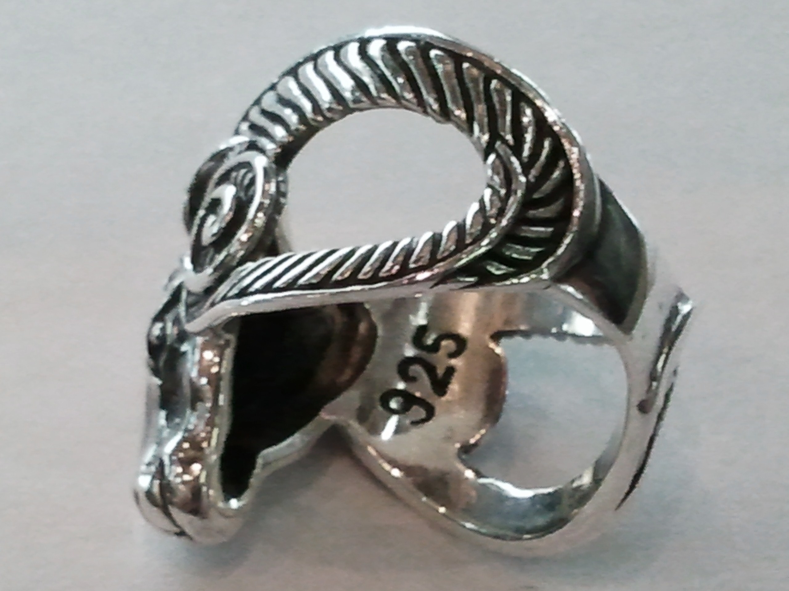 PAGAN GOAT RAM HORN HEAD 925 STERLING SILVER RING DEVIL SATAN eBay