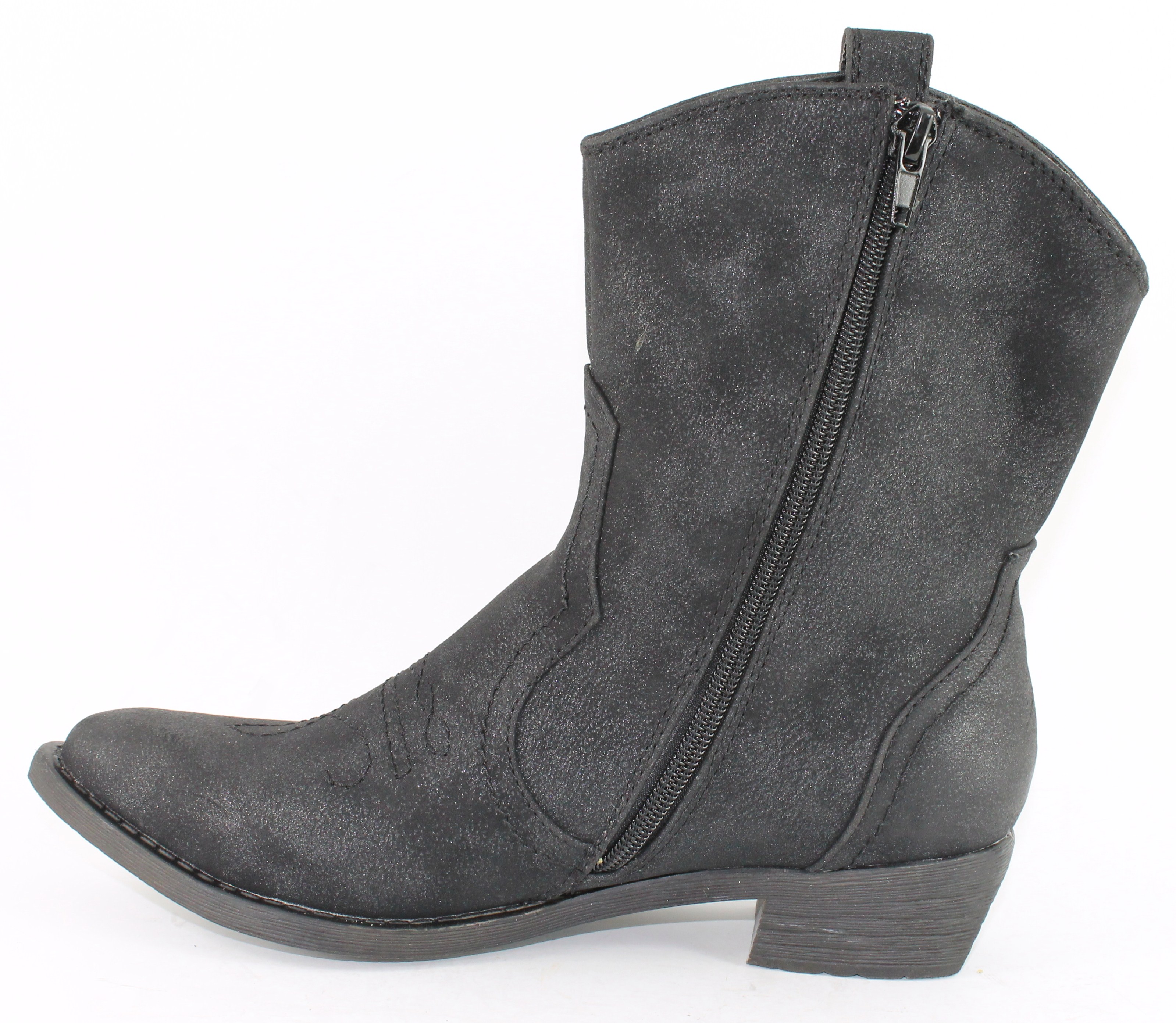 WOMENS LOW HEEL COWBOY ANKLE BOOTS BLACK TAN LADIES SIZE 3 8 NEW eBay