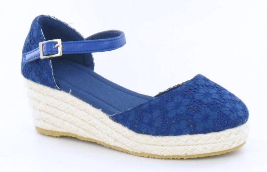 GIRLS KIDS LOW WEDGE SUMMER SANDALS SHOES WHITE NAVY BEIGE SIZE 11 - 3 ...