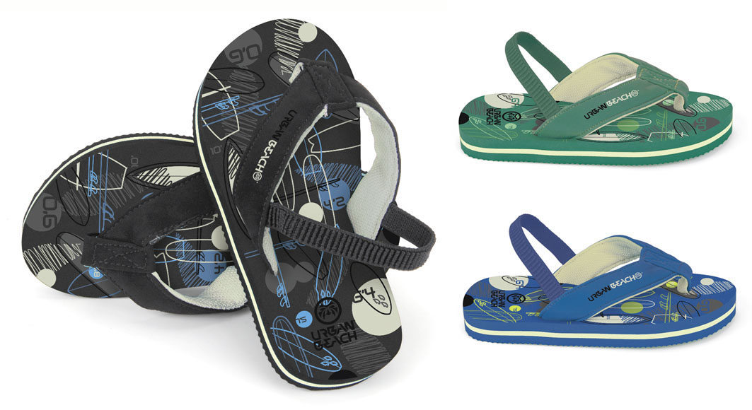 Urban Beach Infant Children Flip Flops with Safety Strap Size's 5,6,7,8