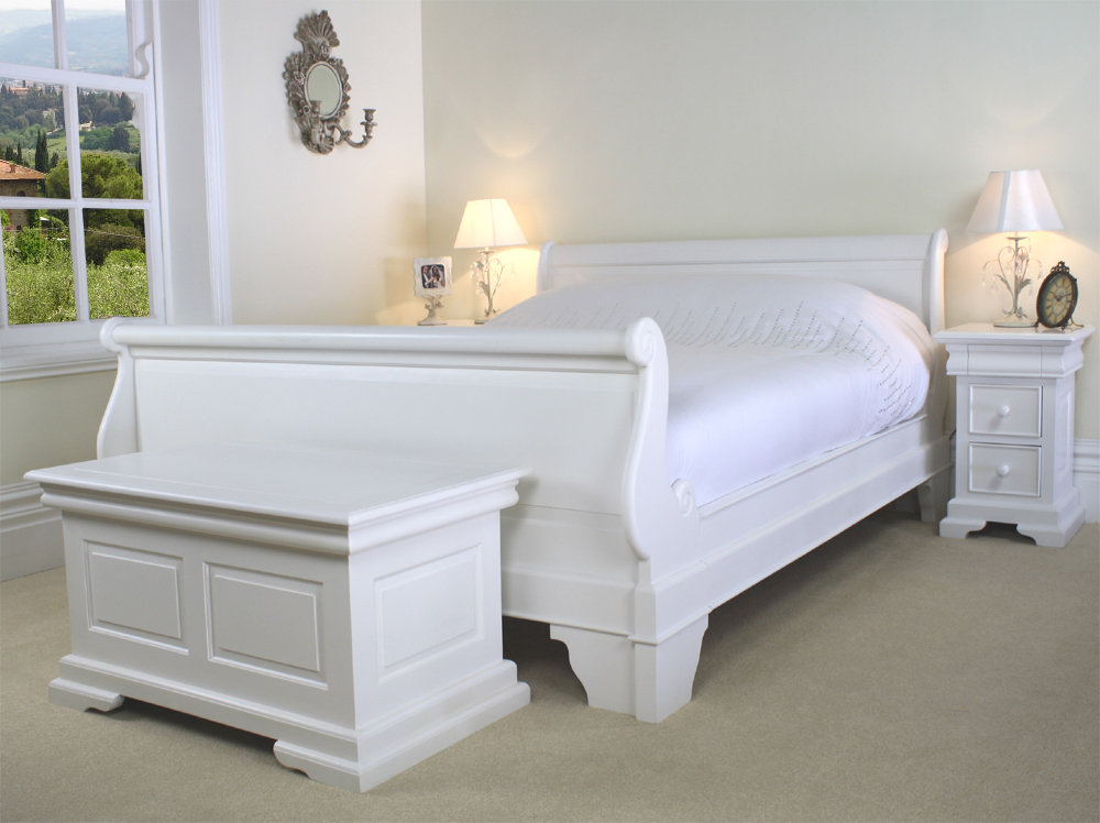 New Mahogany French Sleigh Bed 6ft Super King Size High Foot Board