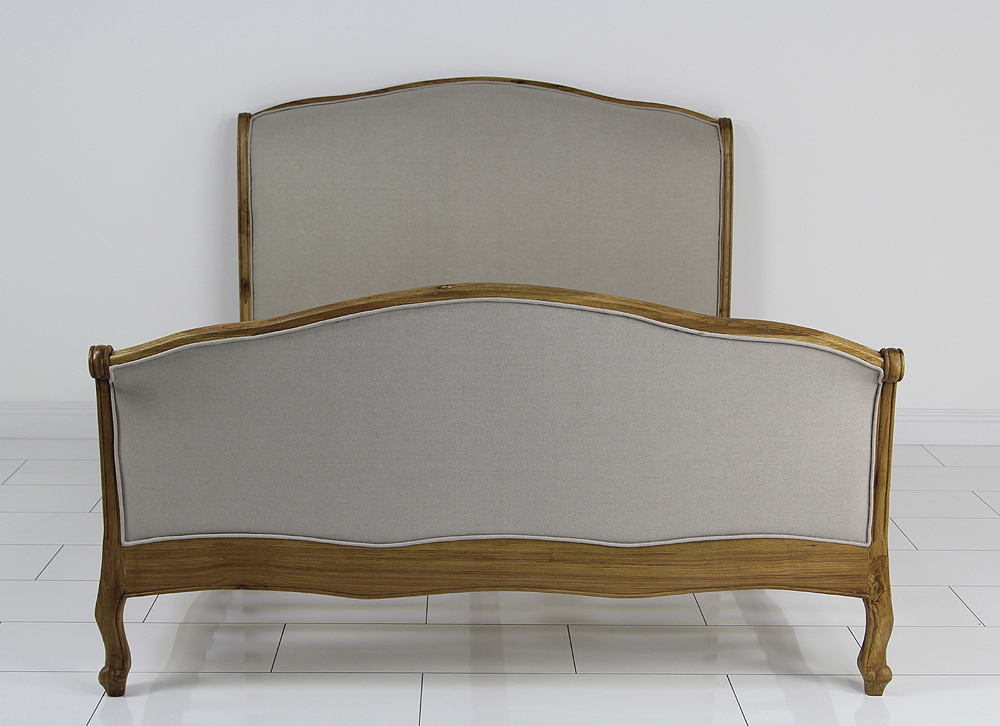 New Solid Oak King Size 5ft Upholstered French Curve Sleigh Bed eBay