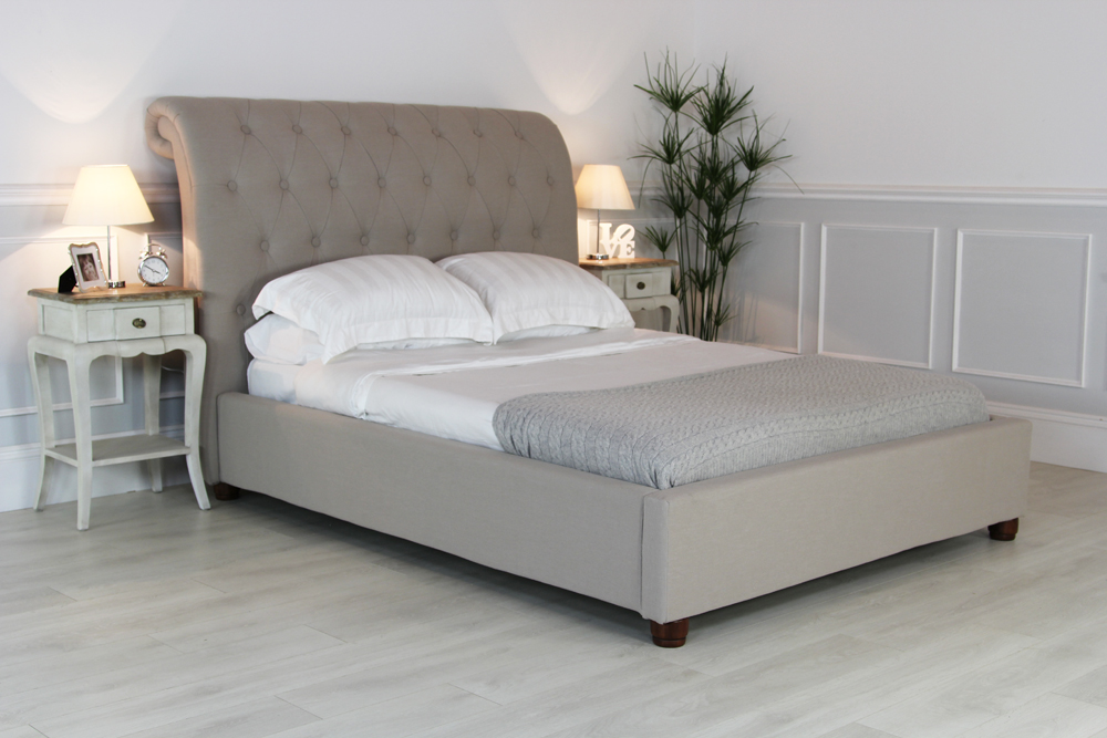 New 6ft Super King Size Chesterfield Upholstered Linen Low Foot Board Bed eBay