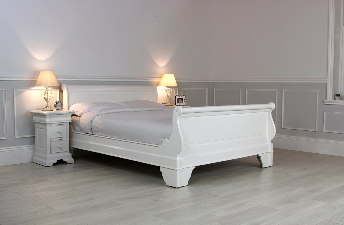 New Solid Mahogany White French Sleigh Bed King Size EGB59 eBay