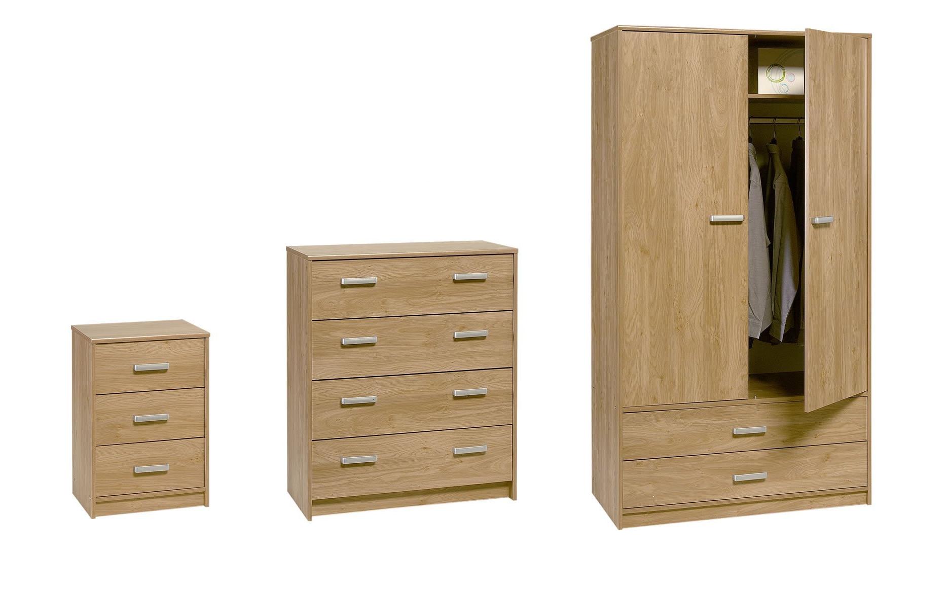 Felix Bedroom Set 2 Door Wardrobe, 4 Drawer Chest & Bedside