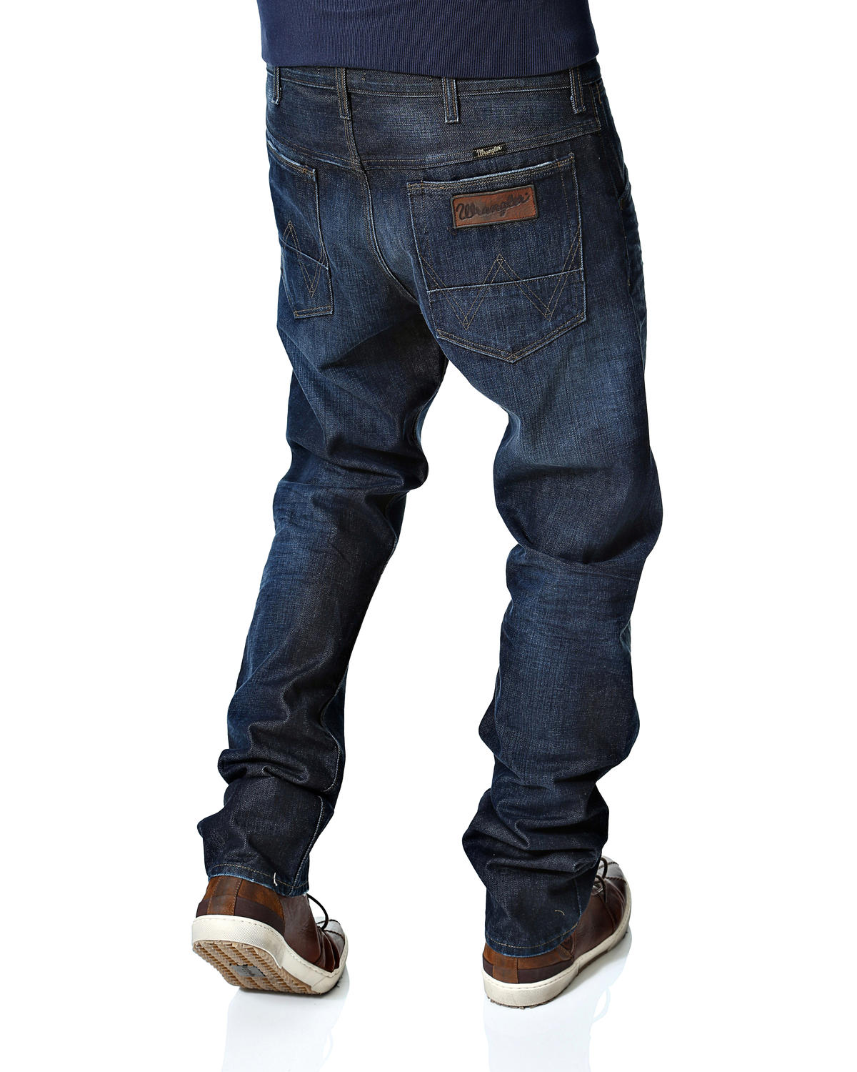 ... Wrangler Ben Anti Fit Sim Denim Jeans Vintage Faded Dark Blue Azure