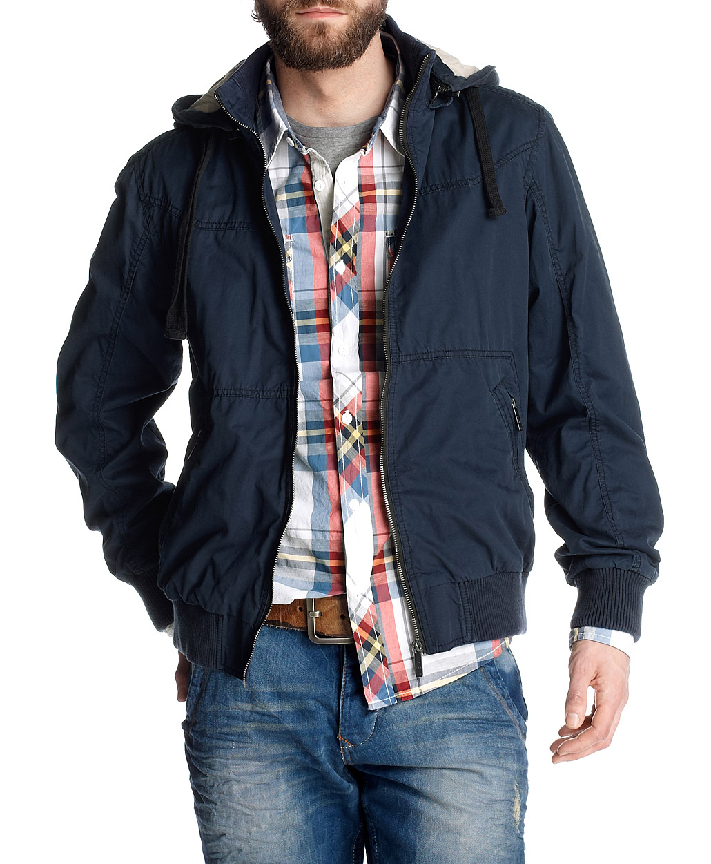 New EDC ESPRIT Men’s Detachable Hooded Jacket Black & Navy Blue eBay