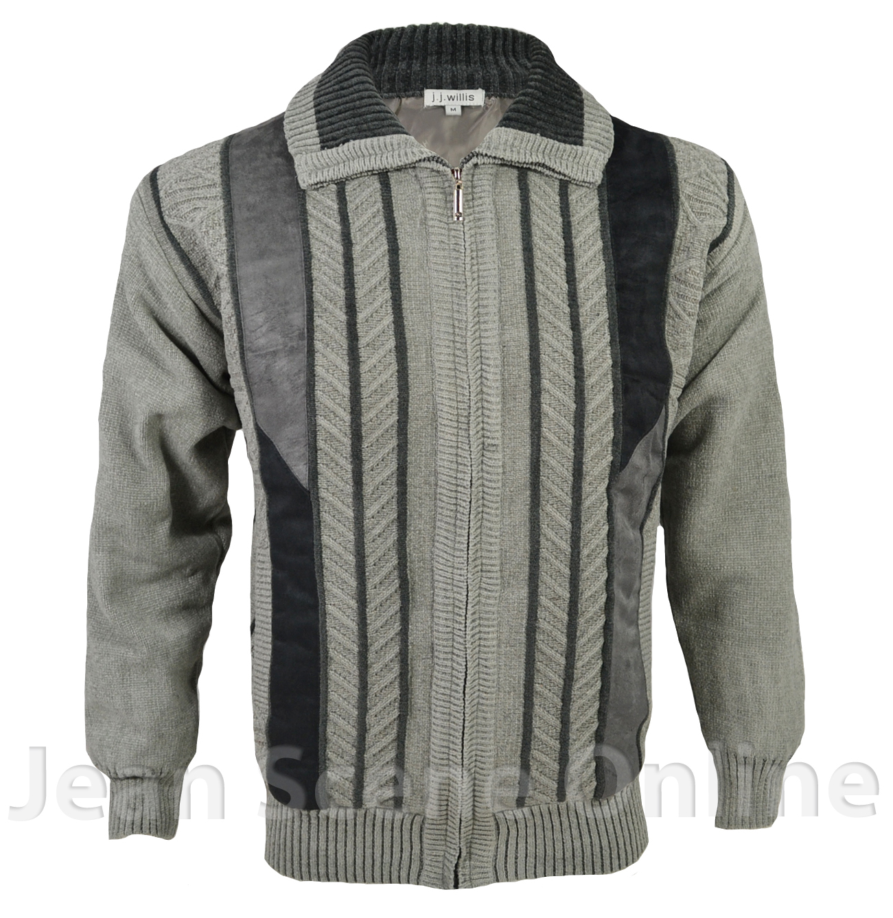 New JJ Willis Men's Zip Up Cardigan Chunky Knit Warm Black Beige Brown