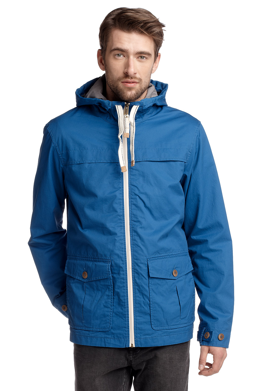 New Esprit Men’s Lightweight Cotton Hooded Jacket Dark Navy & Blue S M L XL