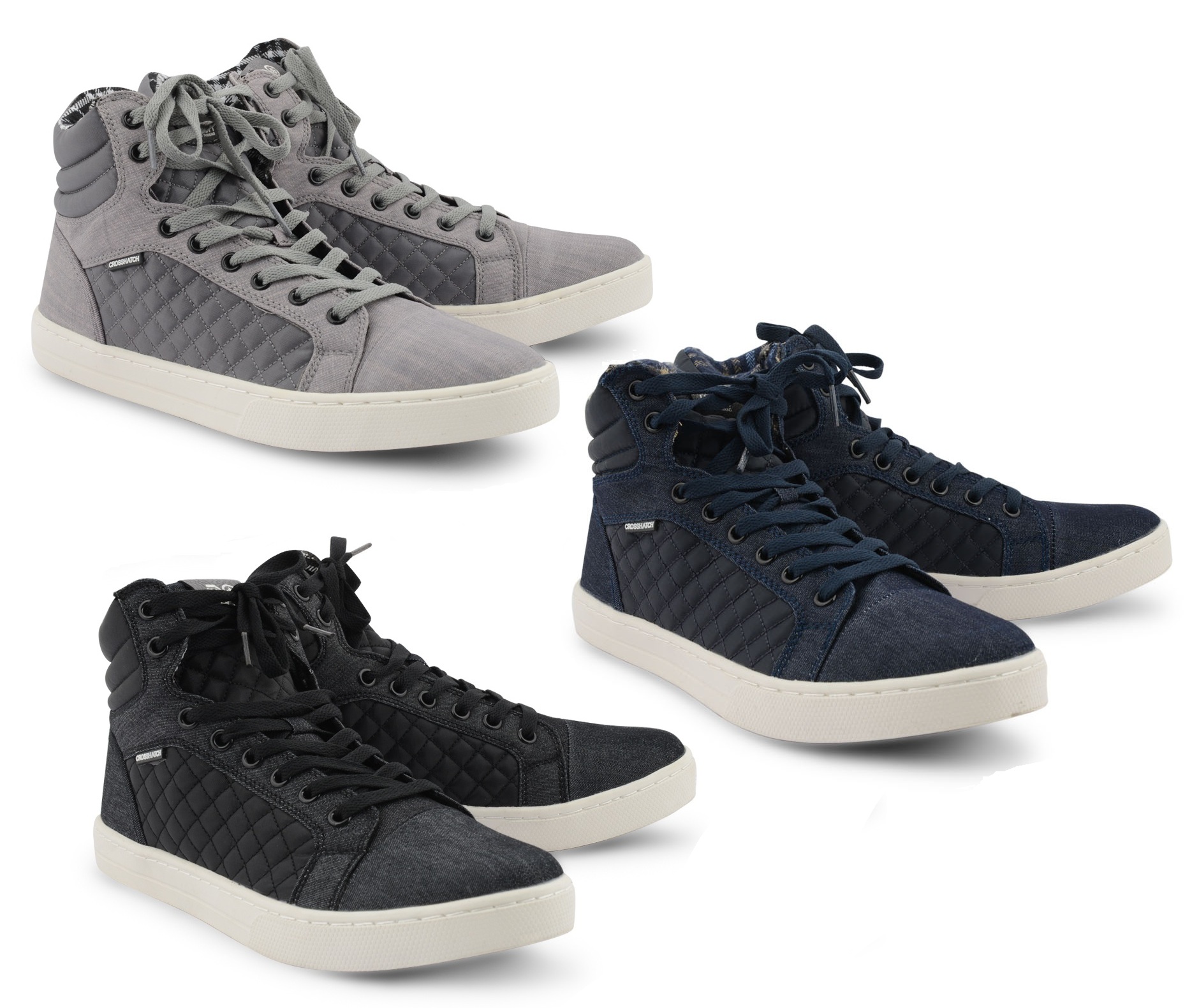 New Crosshatch High Top Canvas Shoes Fashion Plimsolls