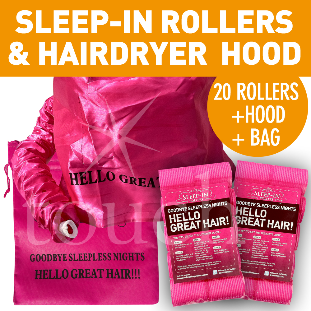 20 Sleep in Rollers New Extra Large Hot Pink Hair Dryer Hood Pink Bag