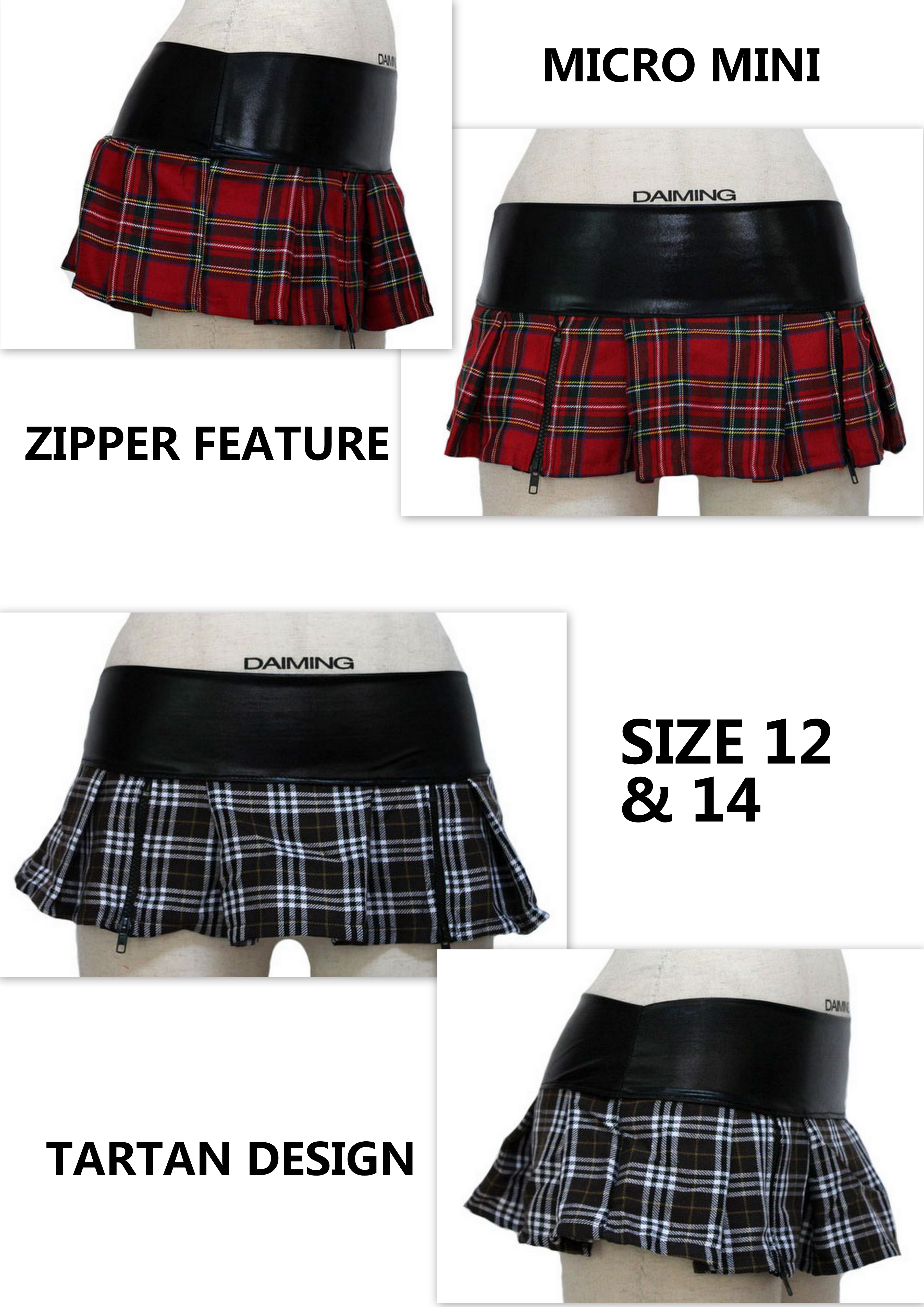 LADIES SEXY MICRO PLEATED TARTAN MICRO MINI SKIRT SIZE 12 & 14 UK SELLER eBay