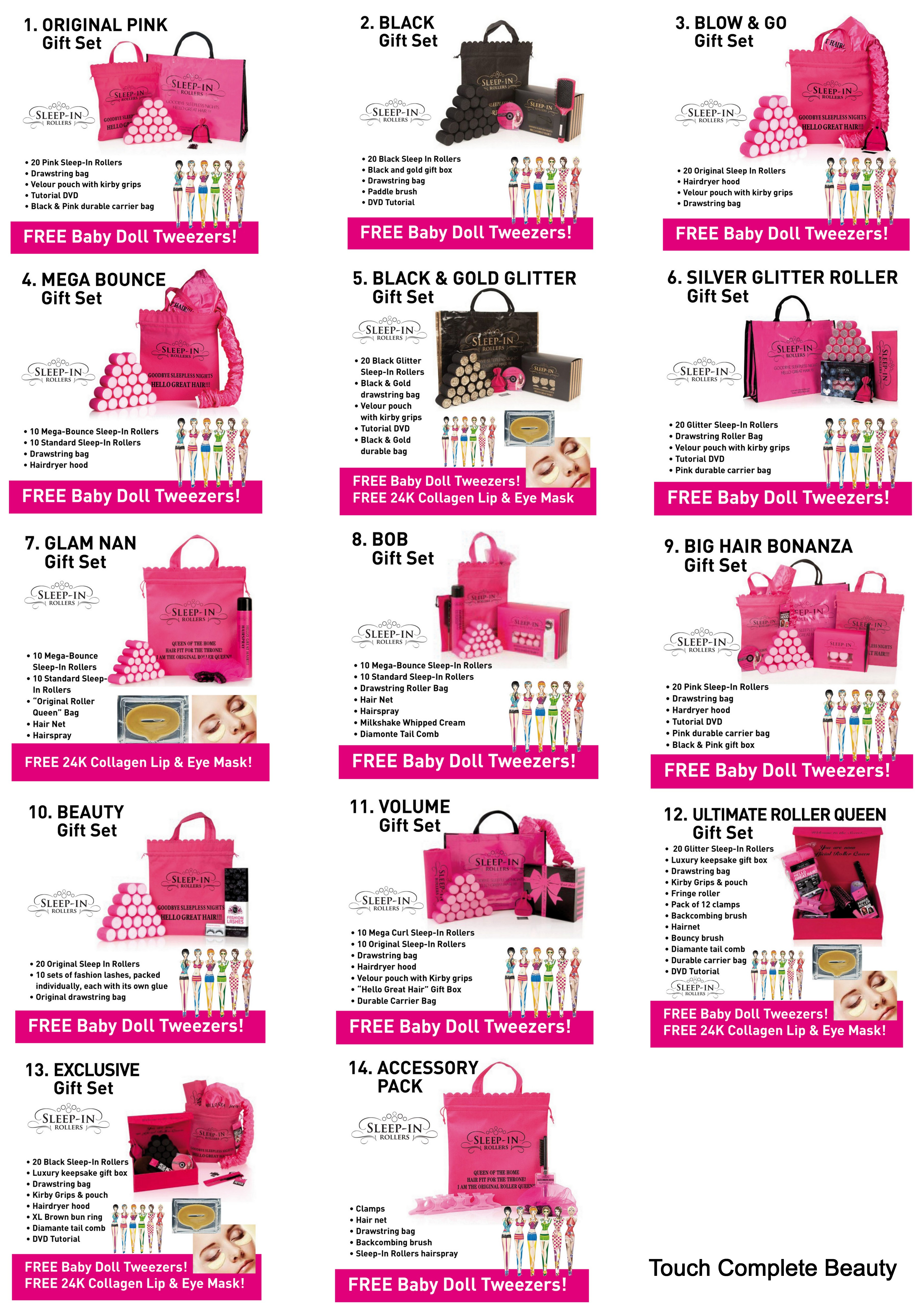 VELCRO FOAM SNOOZE SLEEP IN HAIR ROLLERS GIFT SETS FULL RANGE