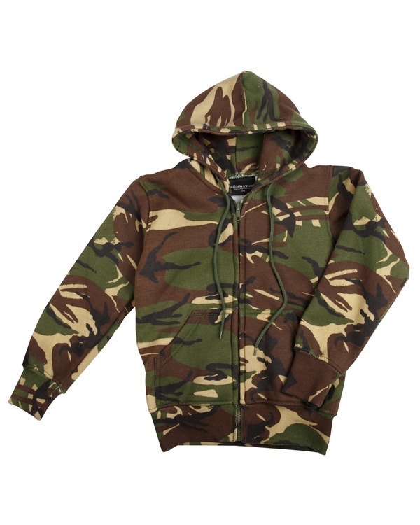 KIDS CHILDRENS FULL ZIP DPM CAMO CAMOUFLAGE HOODIE ARMY HOODY FISHING