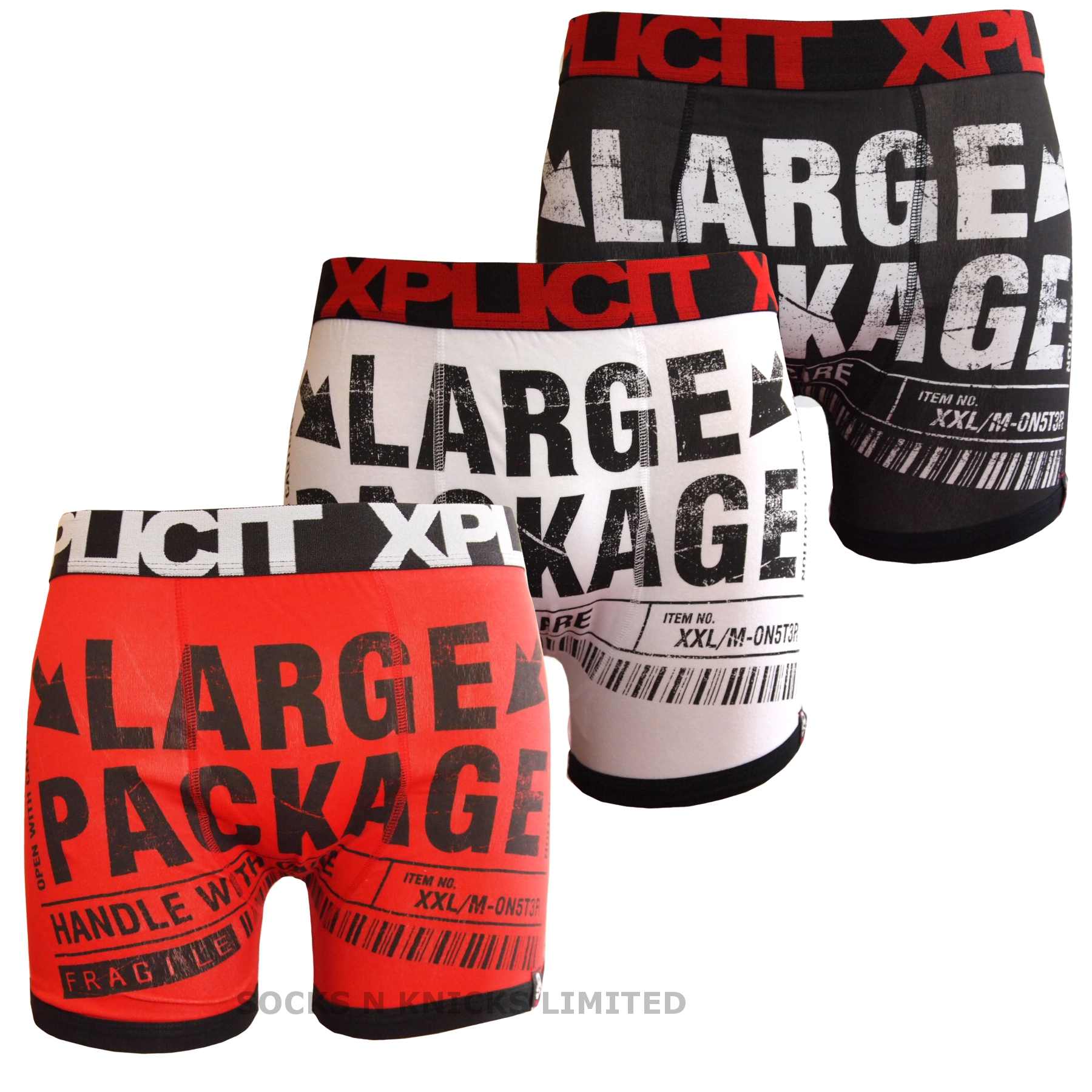 Mens Xplicit "Large Package" Design Funny / Rude / Novelty Boxer Shorts
