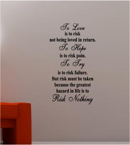 Supreme Stickers on Hope To Love Risk Lounge Wall Art Sticker Vinyl Bedroom Quote   Ebay