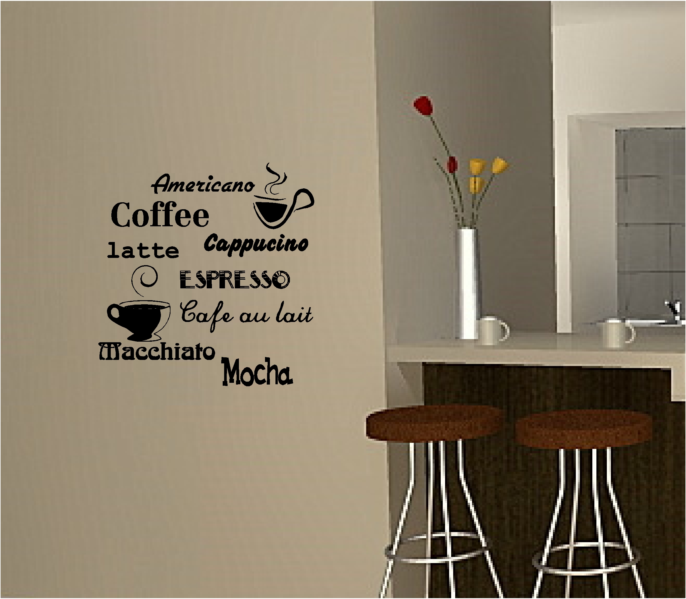 Coffee Wall Art Sticker Vinyl Quote Kitchen Cafe   eBay