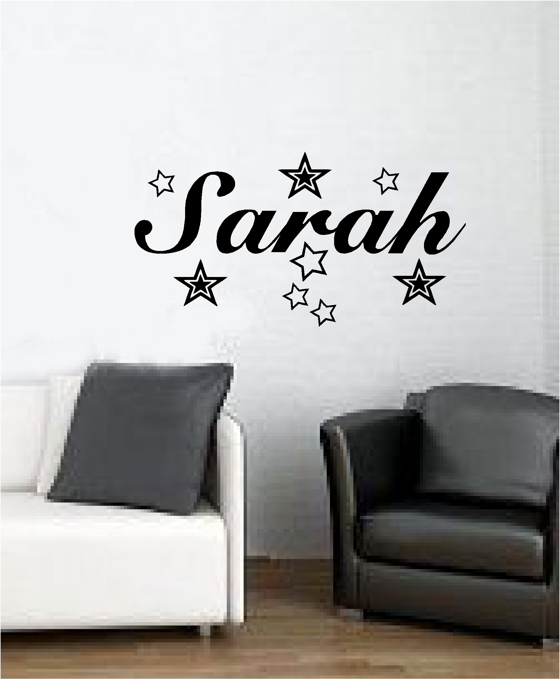 PERSONALISED NAME WITH STARS wall art sticker vinyl BEDROOM DECAL KIDS