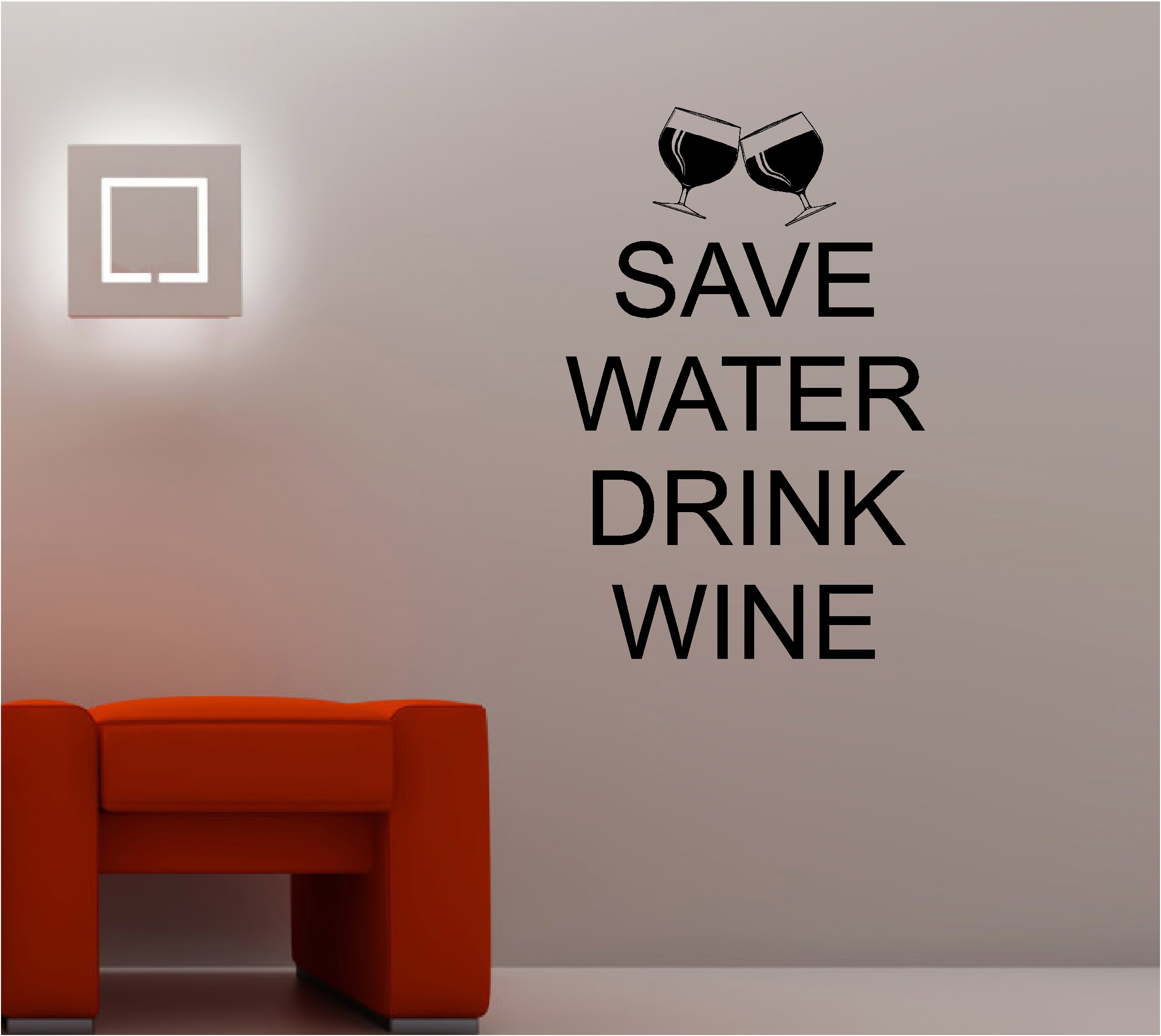 Save Water Drink Wine Wall Art Sticker Vinyl Quote Kitchen Lounge ...