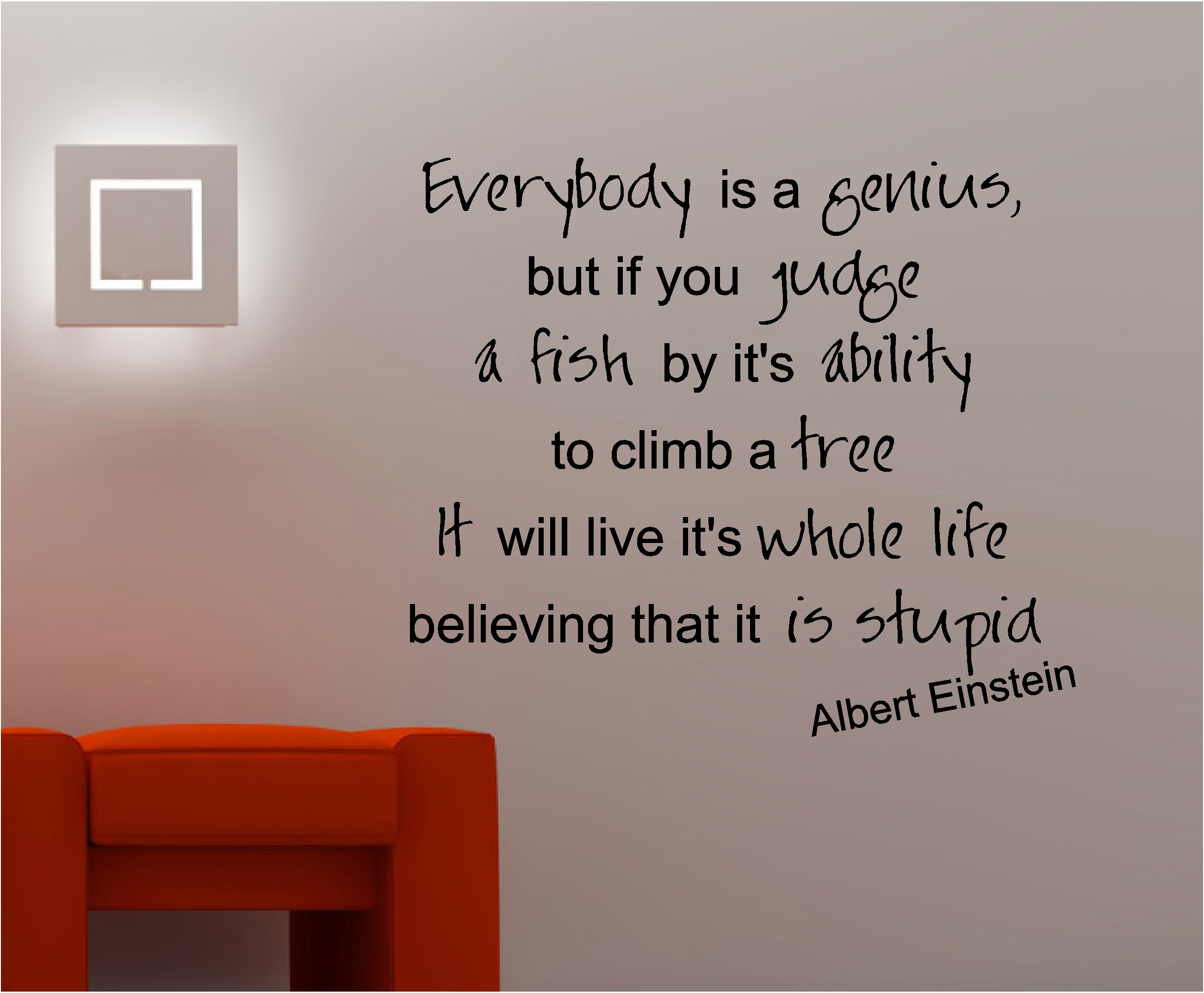 Einstein genius inspirational wall art quote sticker vinyl lounge
