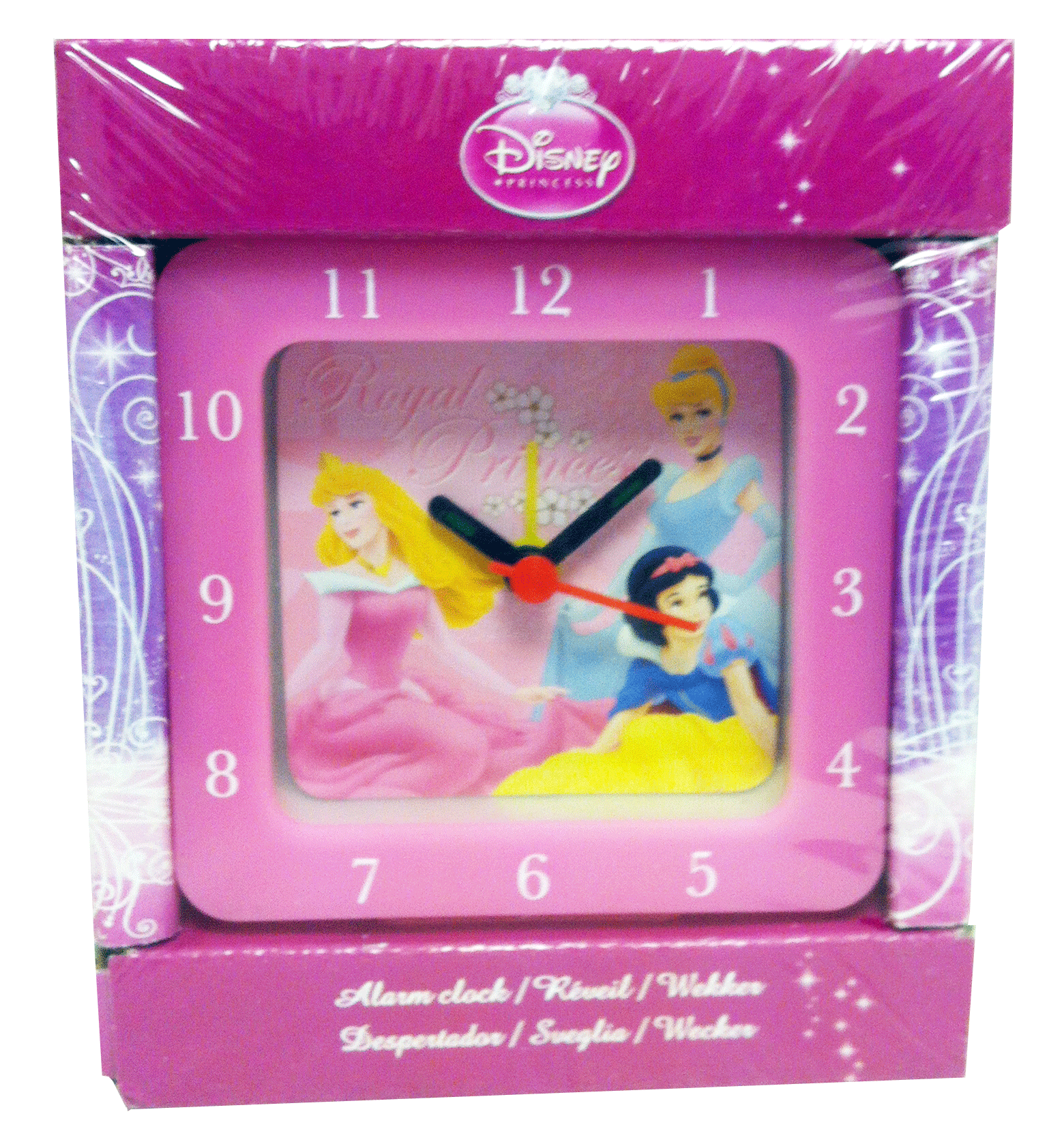 Disney Princess Pink Alarm Clock Analogue Cinderella Snow White