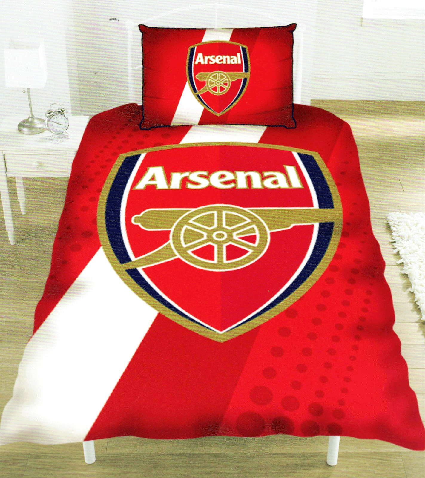 ARSENAL FC FOOTBALL CLUB SINGLE DUVET PILLOWCASE SET NEW