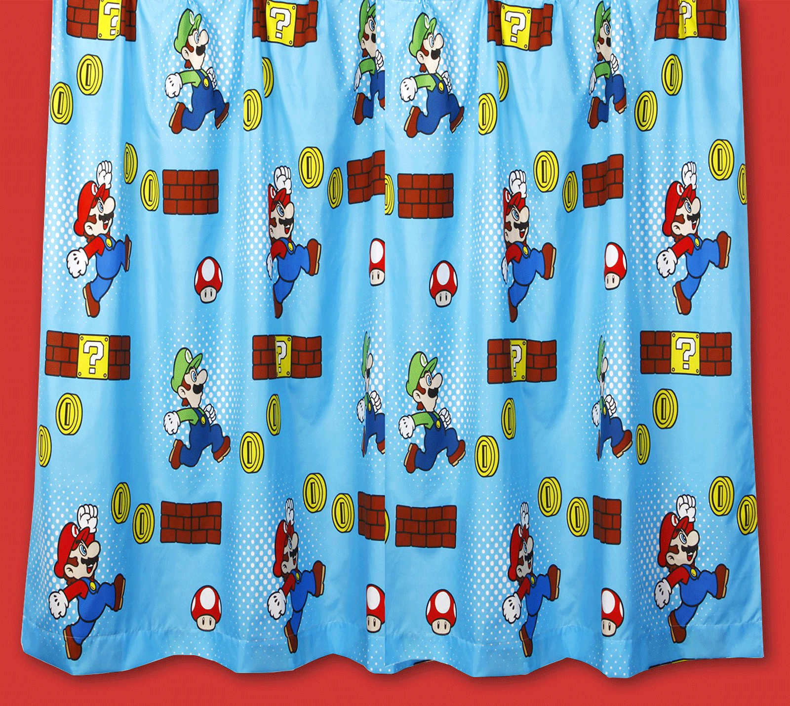 NINTENDO SUPER MARIO BROTHERS CURTAINS SET 66" x 54" BLUE GREAT FOR