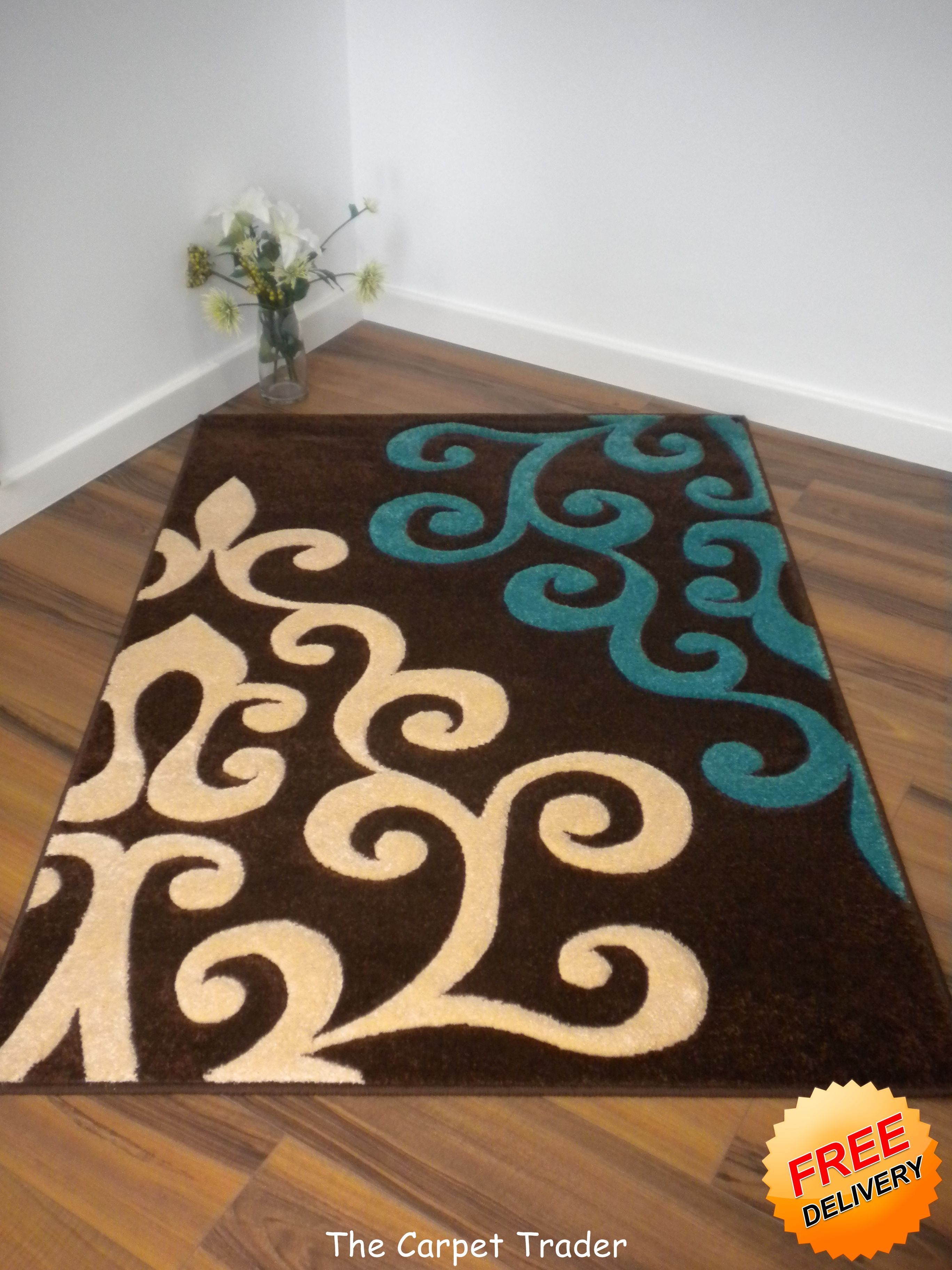 Viola 2366K Brown Cream Turquoise Rug Available in Two Sizes eBay
