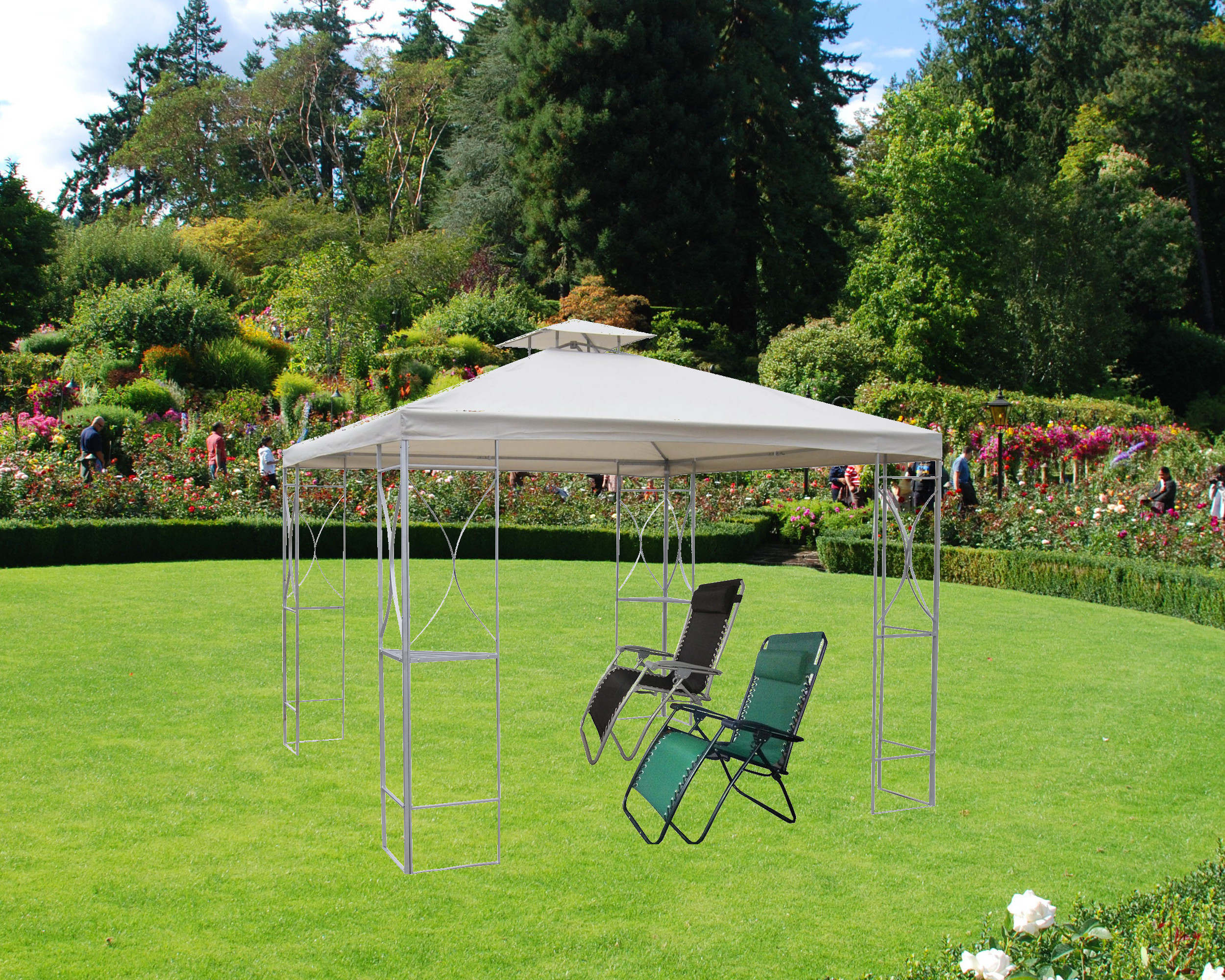 3MX3M METAL GAZEBO WITH SIDE CURTAINS WEATHER PROOF 4 SIDE TENT