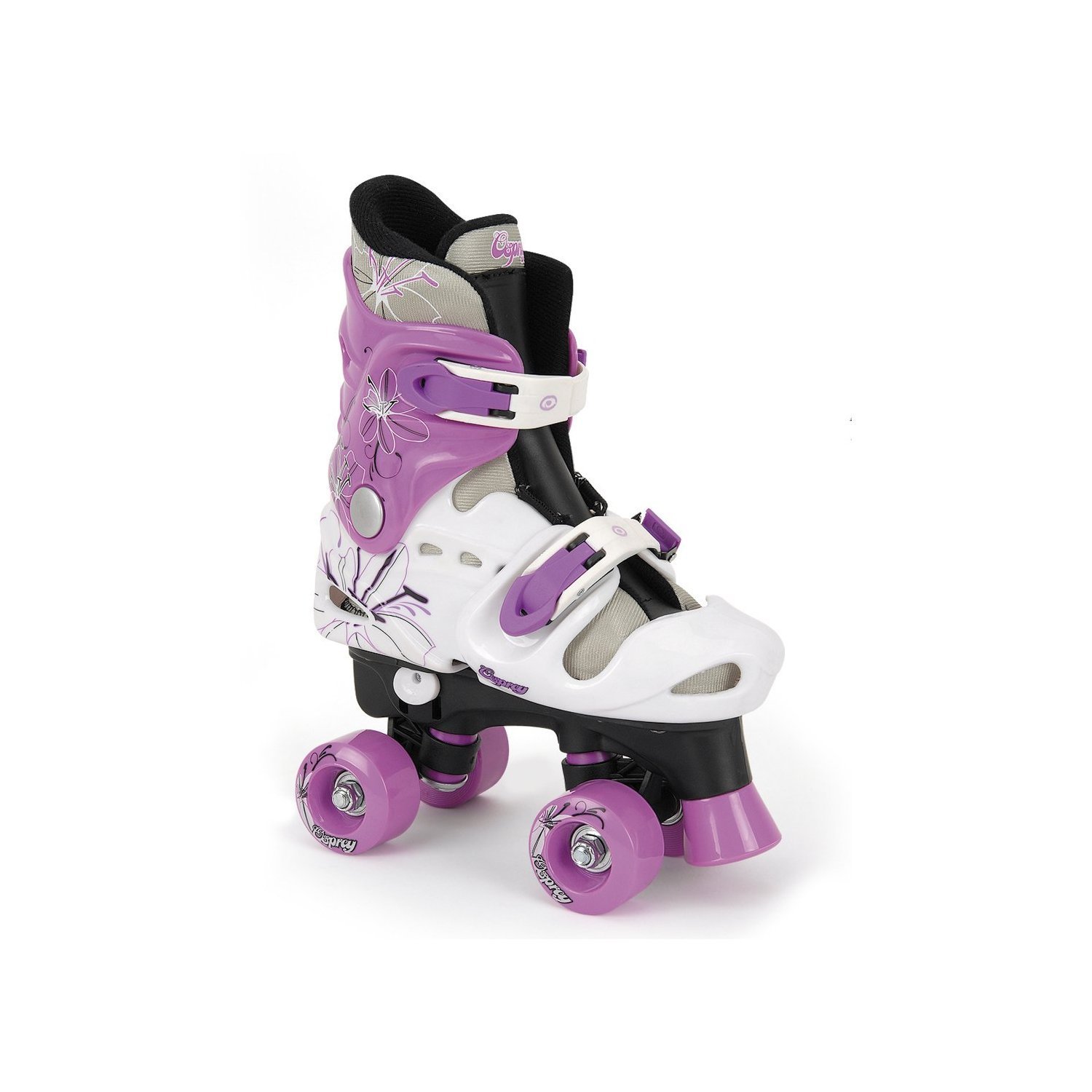 XDISPLAY OSPREY LILAC & WHITE GIRLS QUAD ADJUSTABLE ROLLER SKATES SIZE