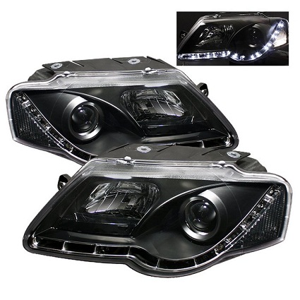 Vw Passat B6 2004 2010 Black Drl Led R8 Style Devil Eye Projector Headlights Ebay