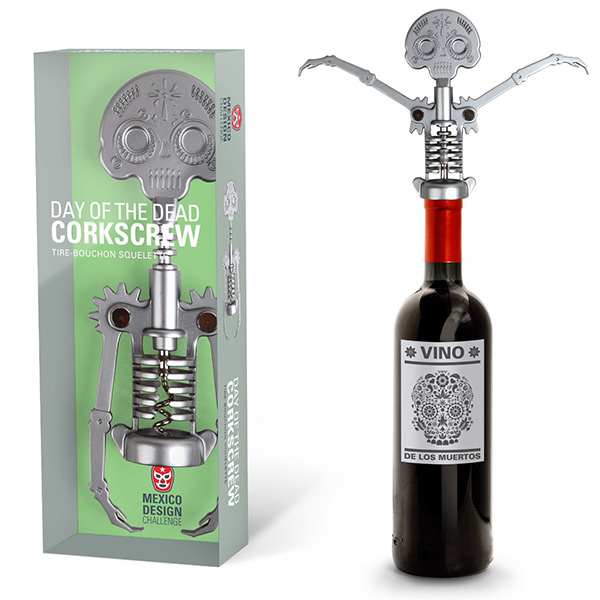 Kikkerland Day of The Dead Corkscrew Wine Bottle Opener Barware Drinkware