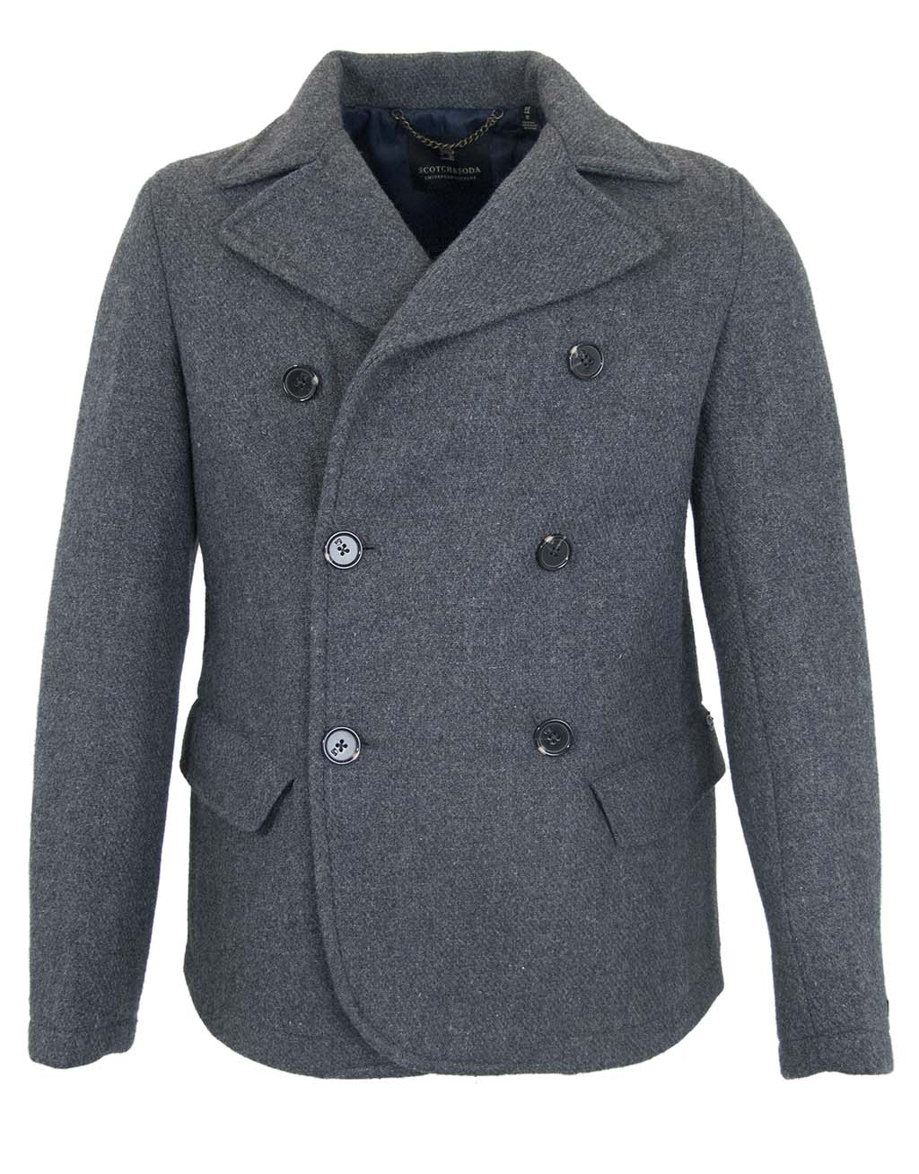 Scotch & Soda Caban Pea Coat Grey Wool Jacket BNWT 100% Authentic by S ...
