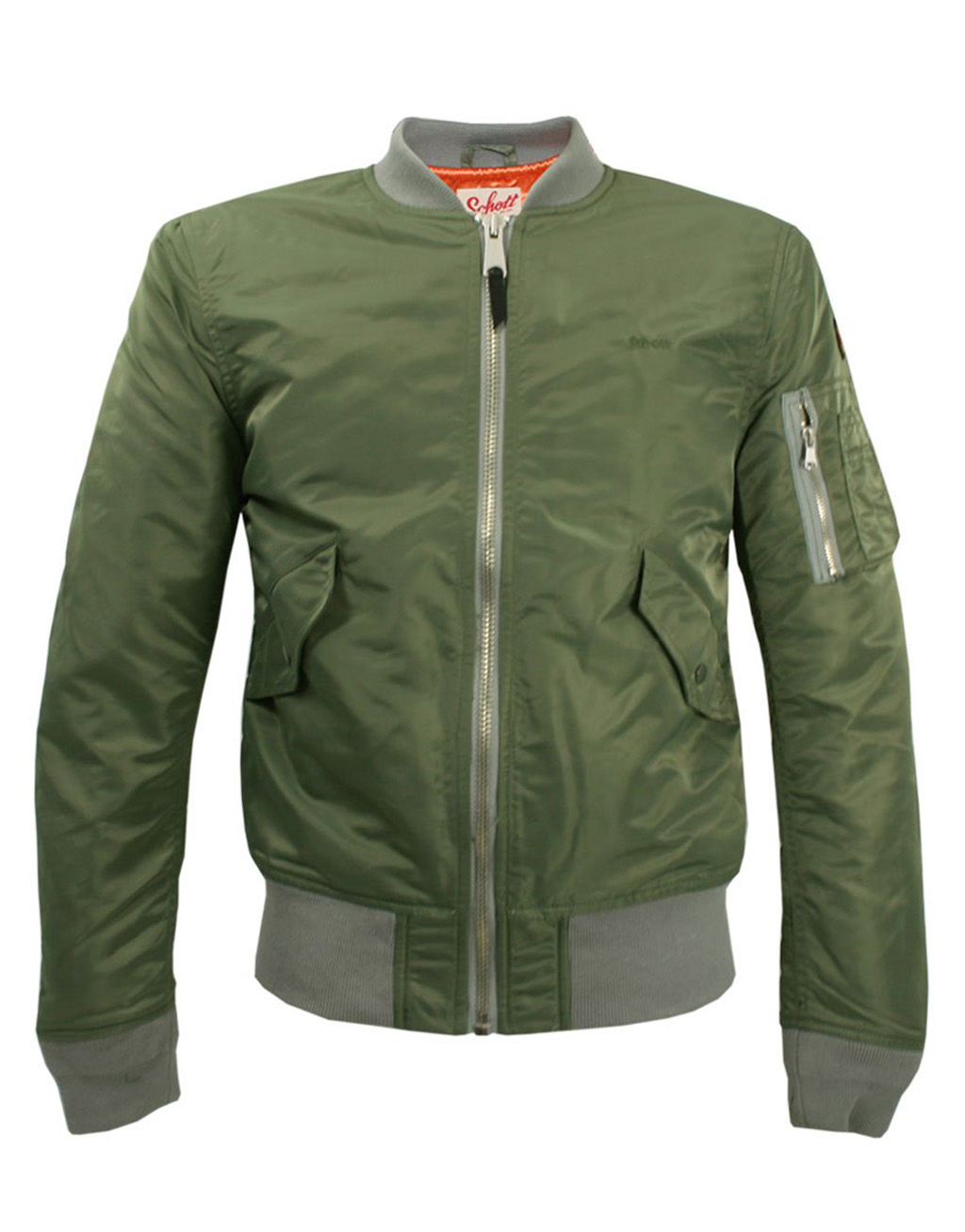 SCHOTT Men's jacket MA1 American College Men's Army Green Bomber Jacket ...