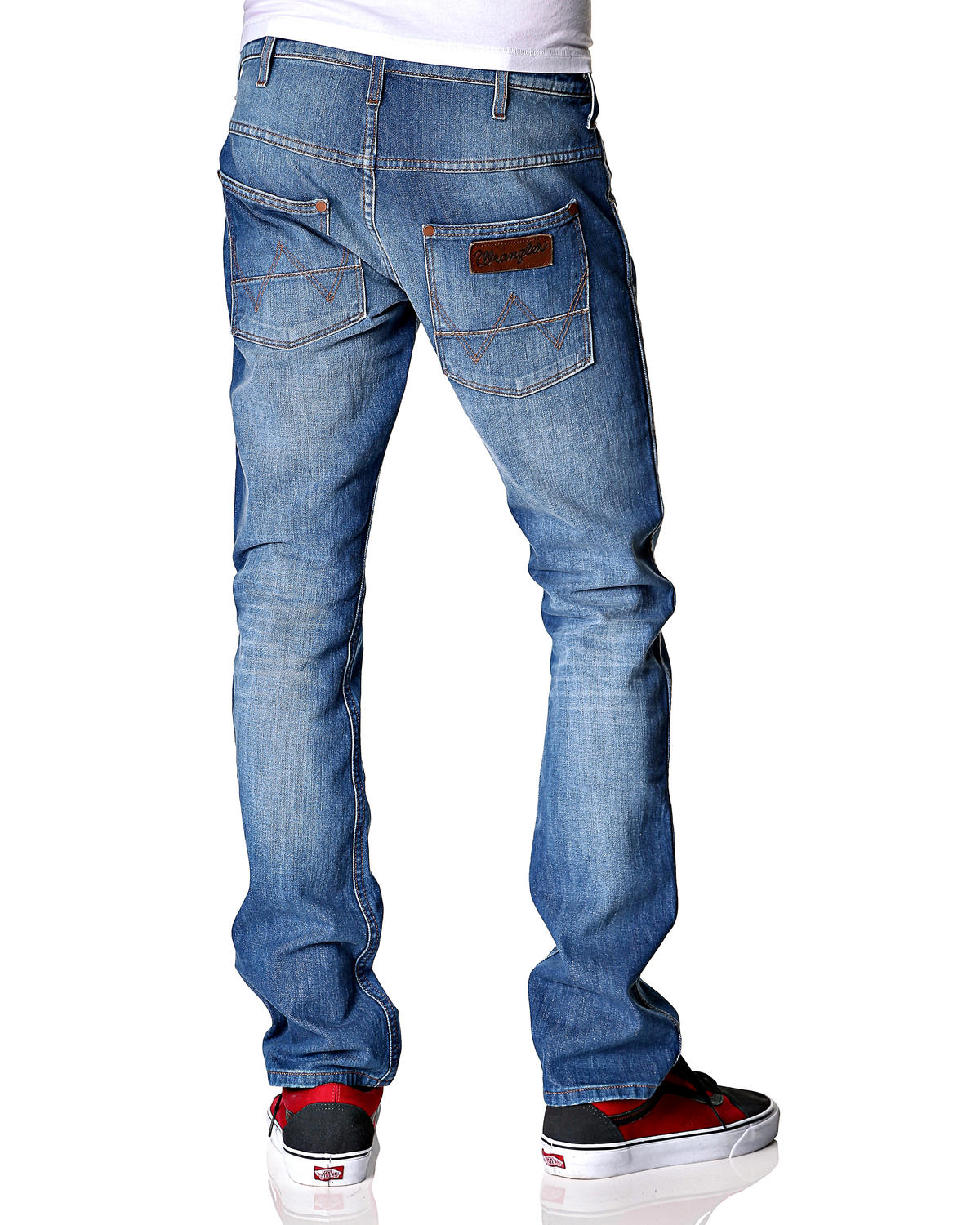 New Men's Wrangler Spencer Slim Fit Denim Jeans Low Rise Holey Blue ...