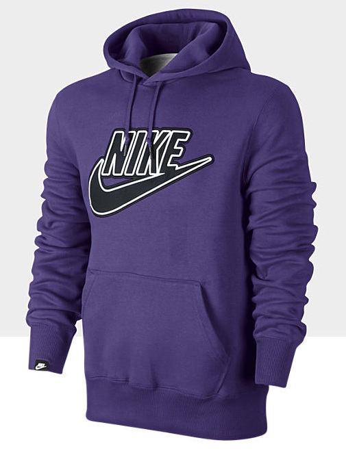 New Nike HBR Men's Hooded Sweatshirt Brushed Fleece Hoodie Purple Top S ...