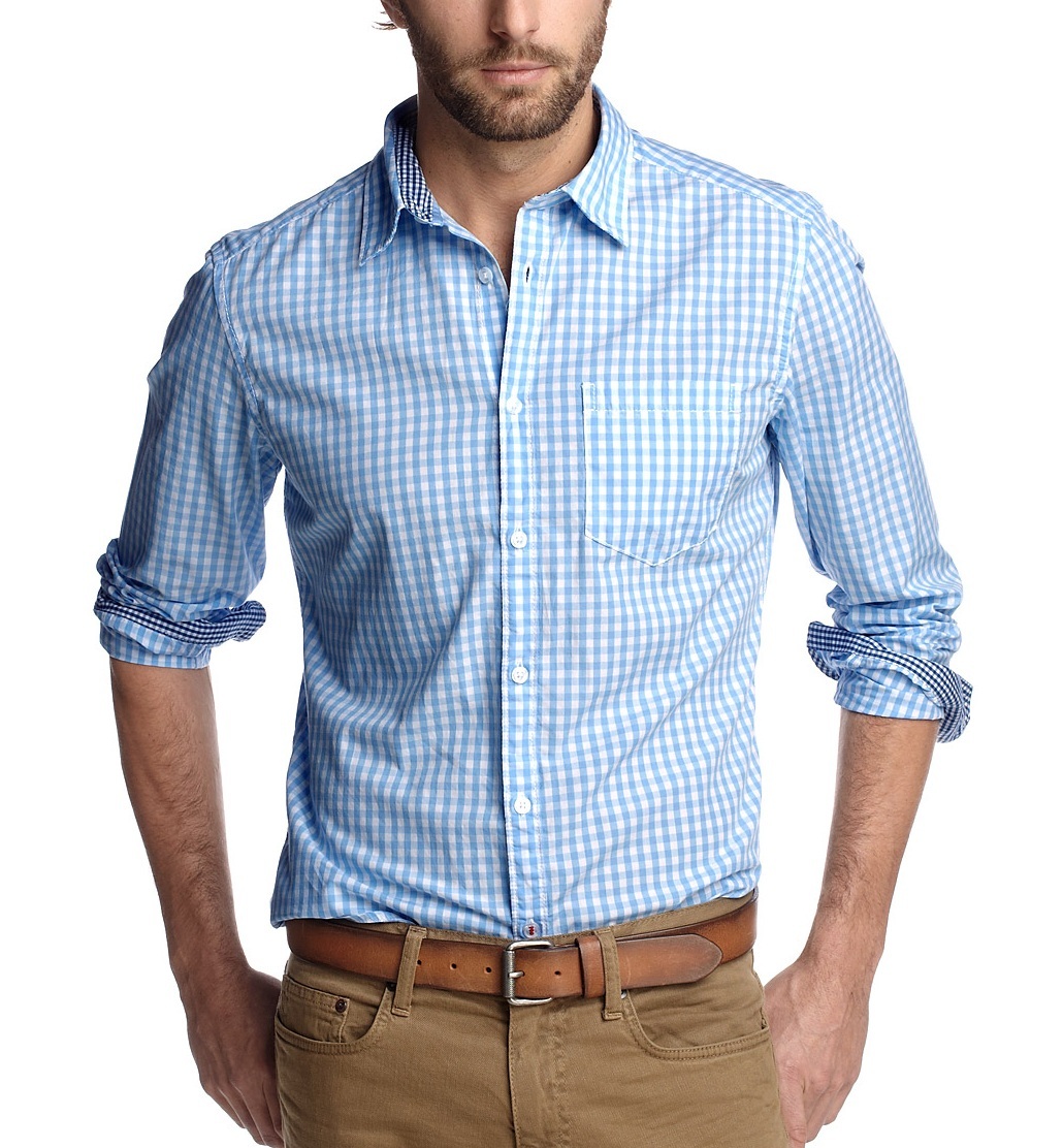 New ESPRIT Men's Fine Check Long Sleeve Slim Fit Cotton Shirts Blue ...